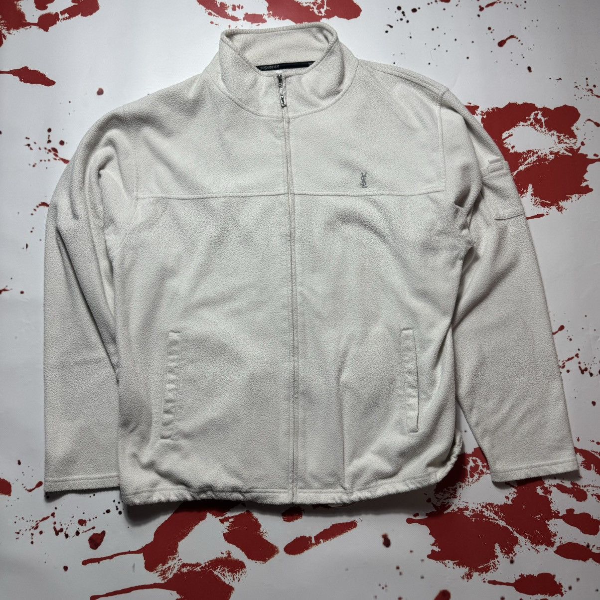 vintage fleece yves saint laurent big logo rare zip hoodie