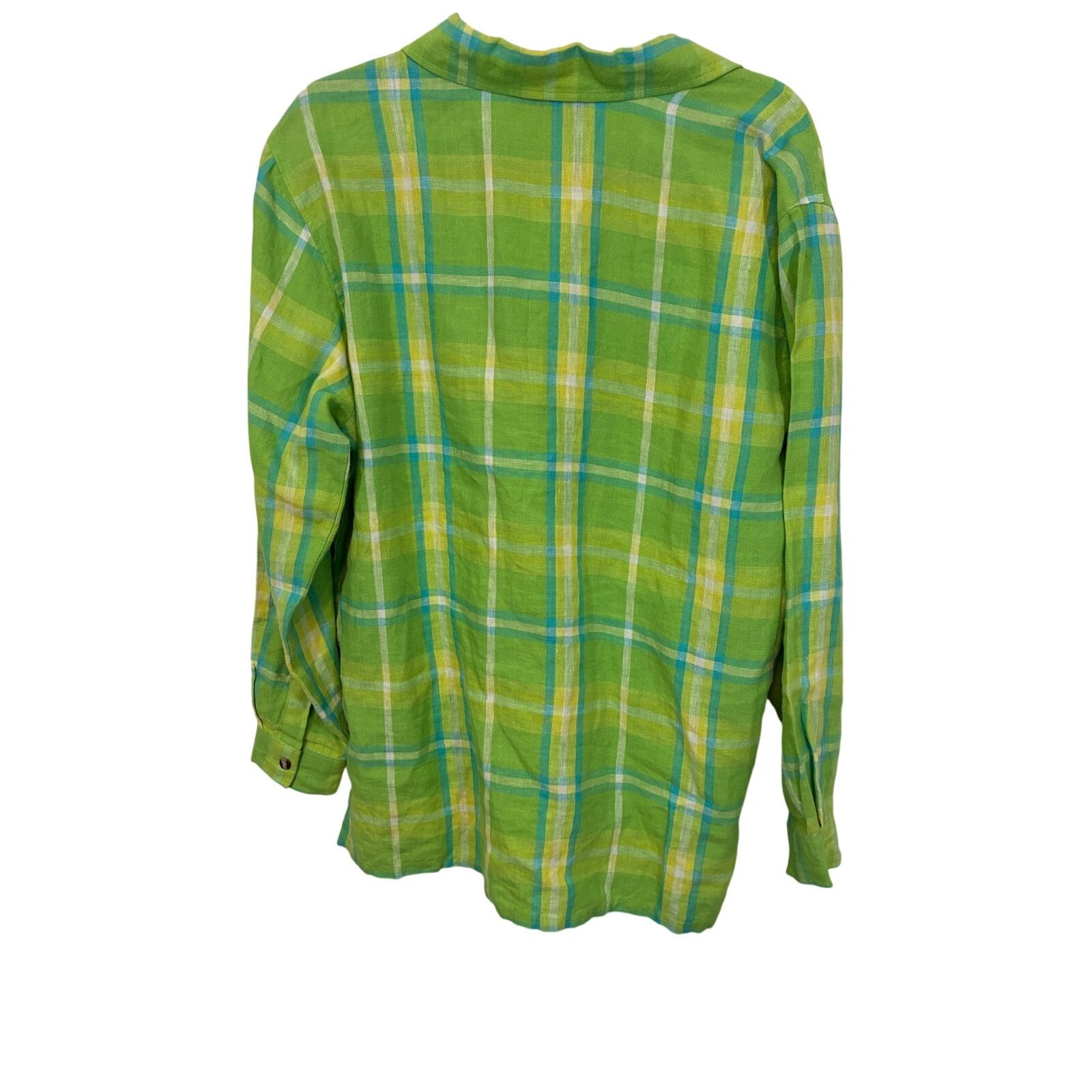 Other Real Comfort Green Linen Plaid Shirt Lightweight Button L Size L / US 10 / IT 46 - 5 Thumbnail