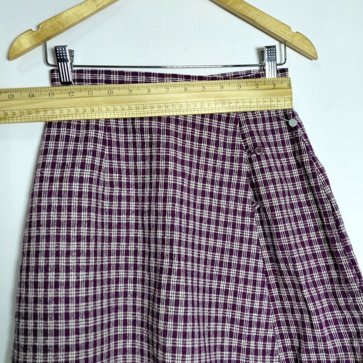 Vintage NWT Sostanza Silk Plaid Skirt Purple Women Size M Mini Knee Length Lightweight Casual Formal Size 32" / US 10 / IT 46 - 7 Thumbnail