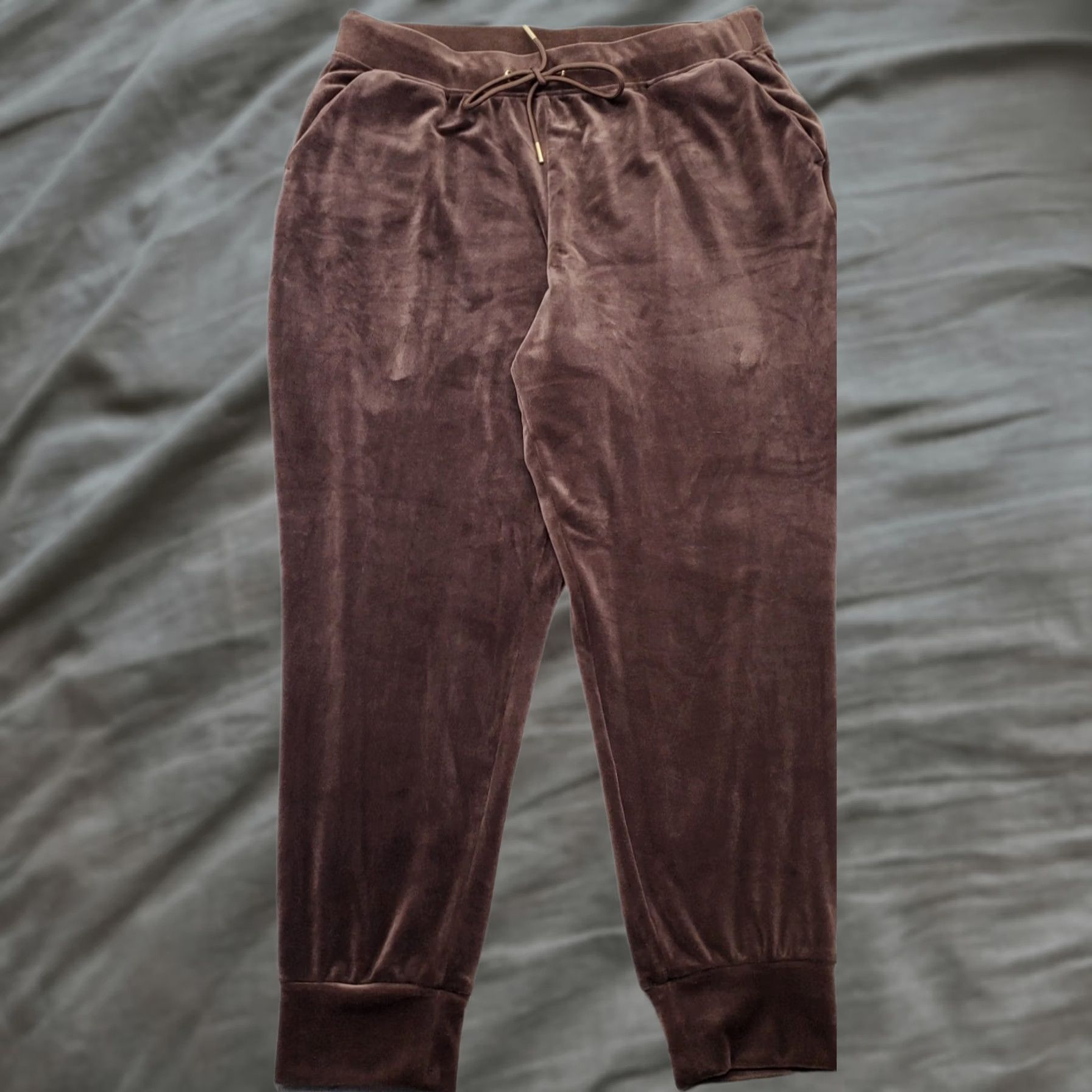 New Republic Republic Lounge Pants Womens XL Brown Velour Elastic Waist Drawstring Pants Size 40" / US 18 - 1 Thumbnail
