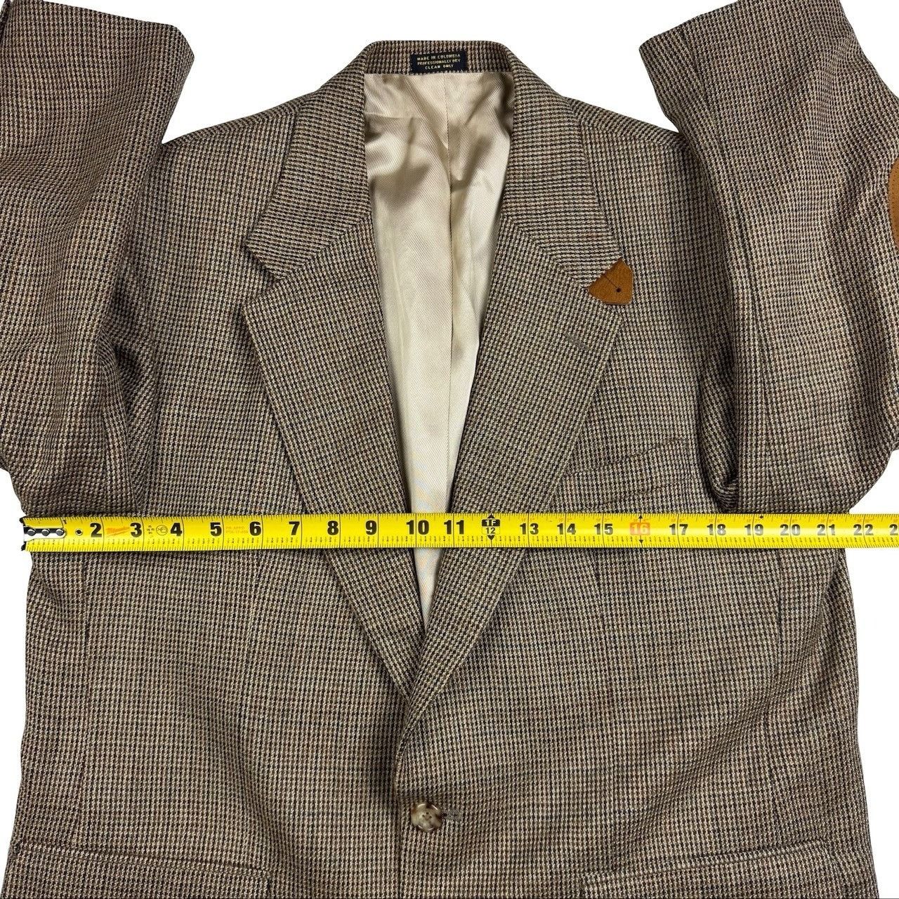 Oscar De La Renta Oscar De La Renta Men's Tweed Leather ELbow Patches Blazer J Size 42S - 8 Thumbnail