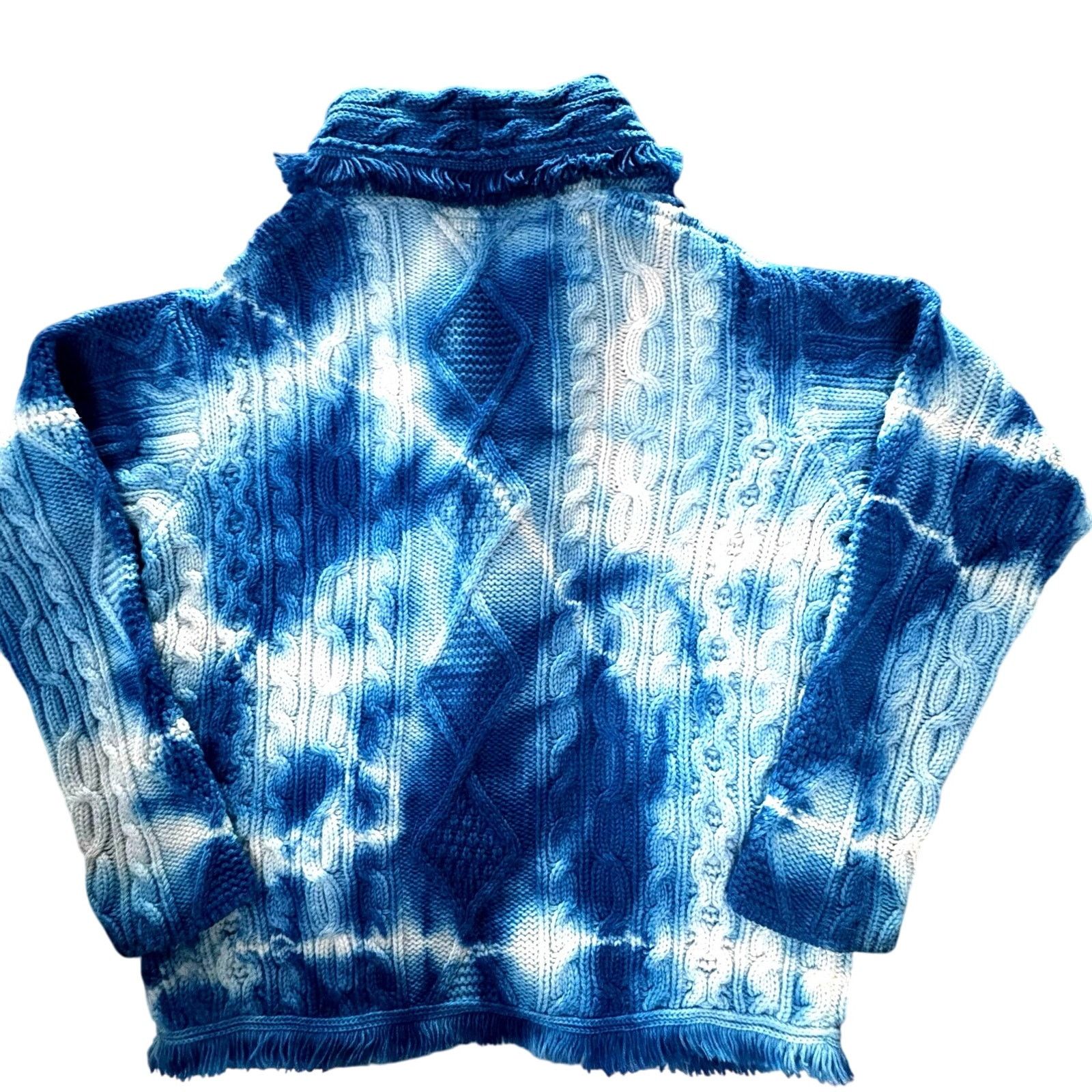 Alanui ALANUI: Men’s Wool Blue/White Tie Dye Cardigan - Small Size US S / EU 44-46 / 1 - 7 Thumbnail