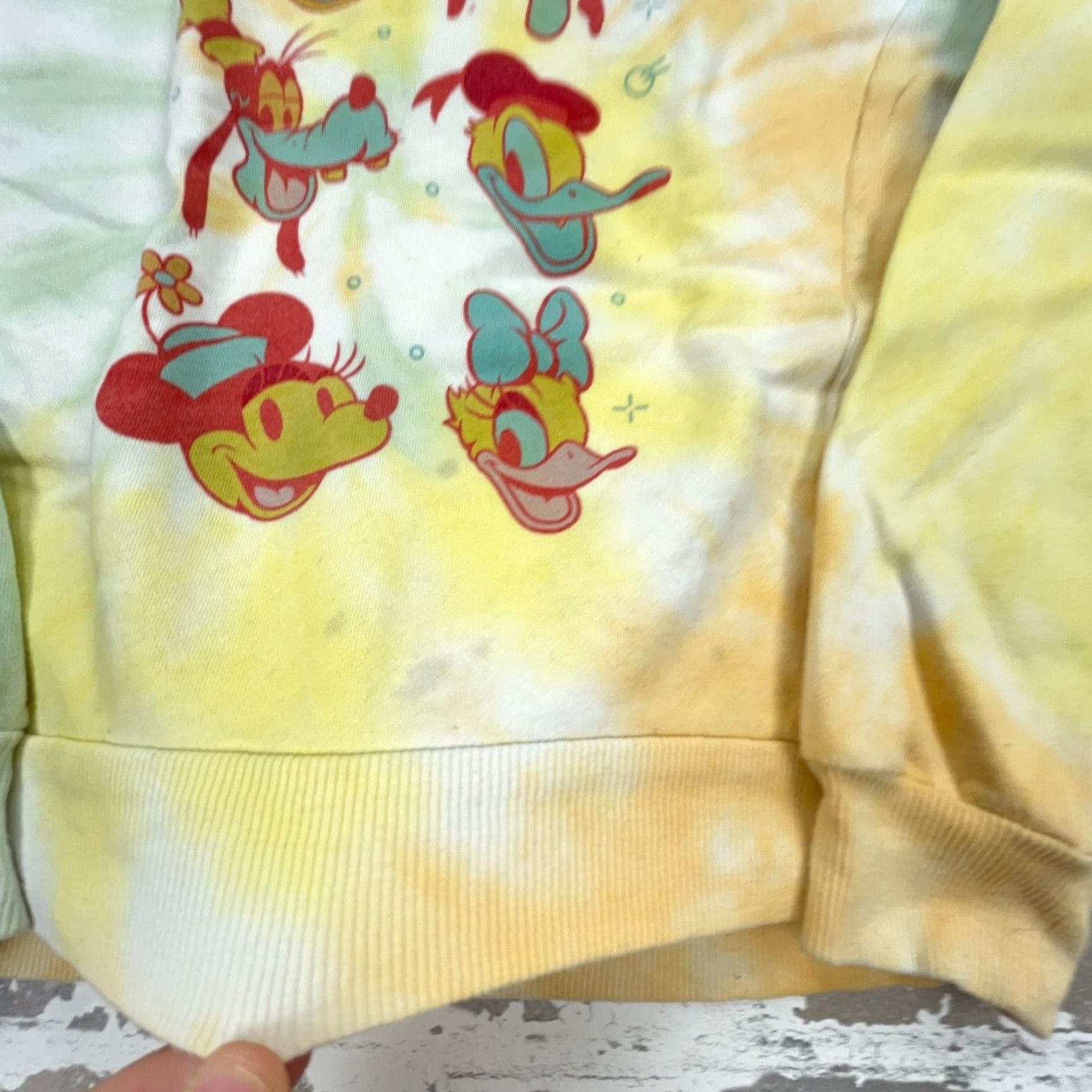 Disney Disney Sweatshirt Womens Small Yellow Crew Neck Mickey Mouse Logo Graphic Print Raglan Sleeve All Seasons Cotton Blend Size S / US 4 / IT 40 - 3 Thumbnail