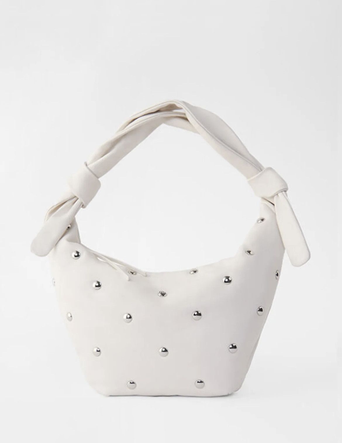 Maje NWT Maje Bow Bag Soft Leather Tie Ivory Ecru Silver Studs Size ONE SIZE - 1 Thumbnail