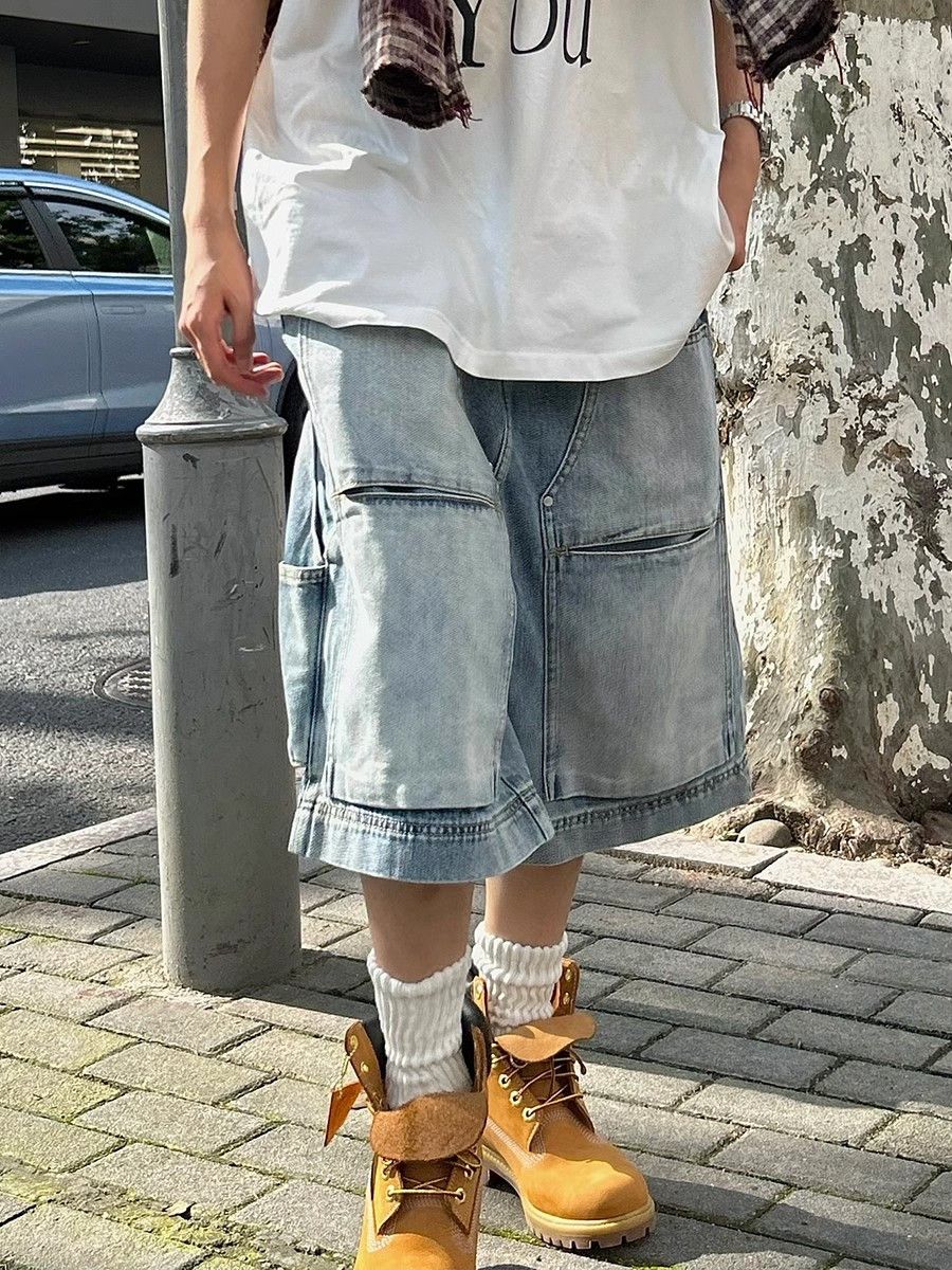 Japanese Brand × Jean Loose straight leg multi pocket denim shorts Size US 32 / EU 48 - 3 Thumbnail