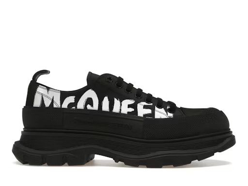Alexander McQueen o1w1db10725 Graffiti Tread Slick Lace Up in Black Size US 14 / EU 47 - 1 Thumbnail