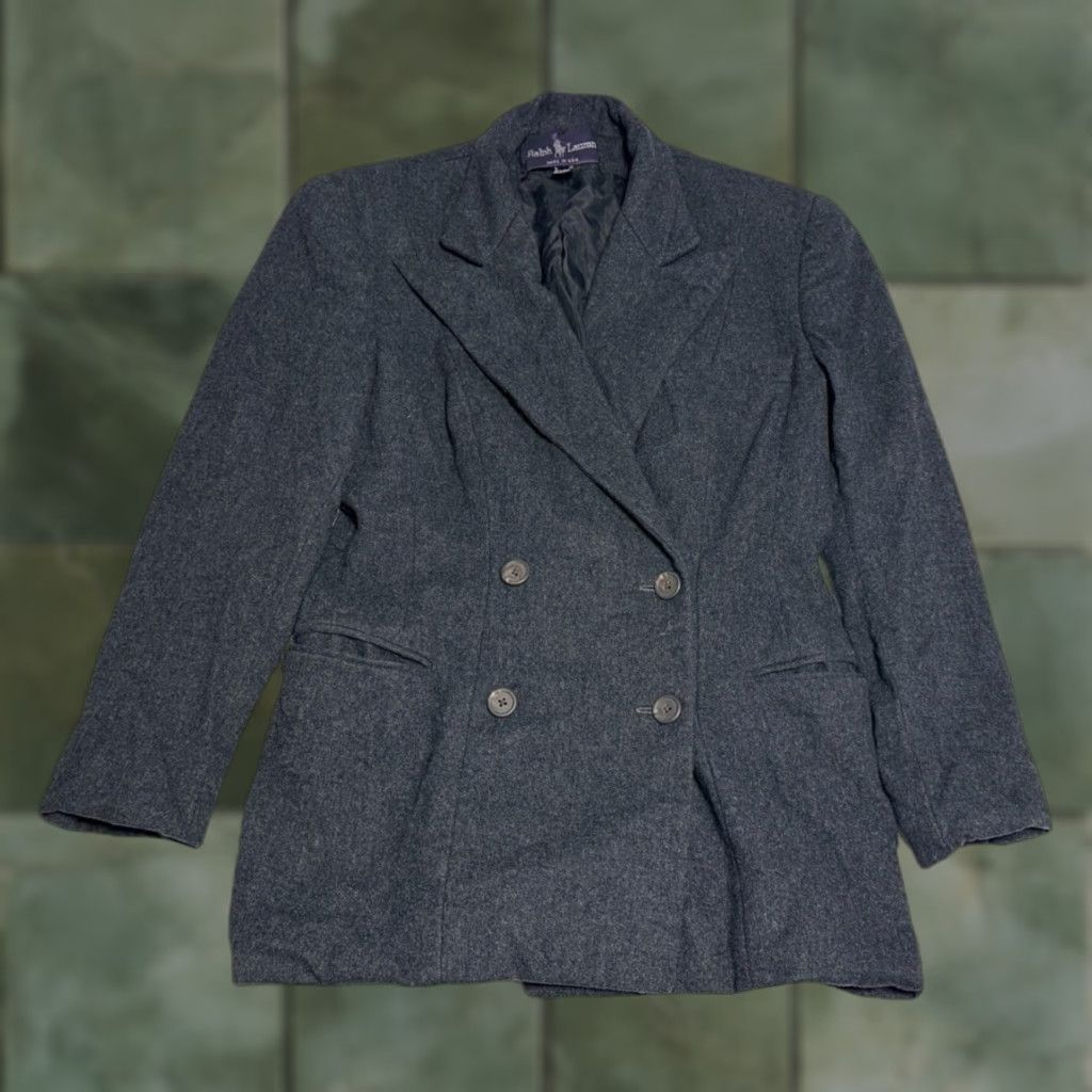 Ralph Lauren RALPH LAUREN PURPLE LABEL Gray Cashmere Lambswool Double Breasted Blazer Sz 6 Womens Size M / US 6-8 / IT 42-44 - 1 Thumbnail