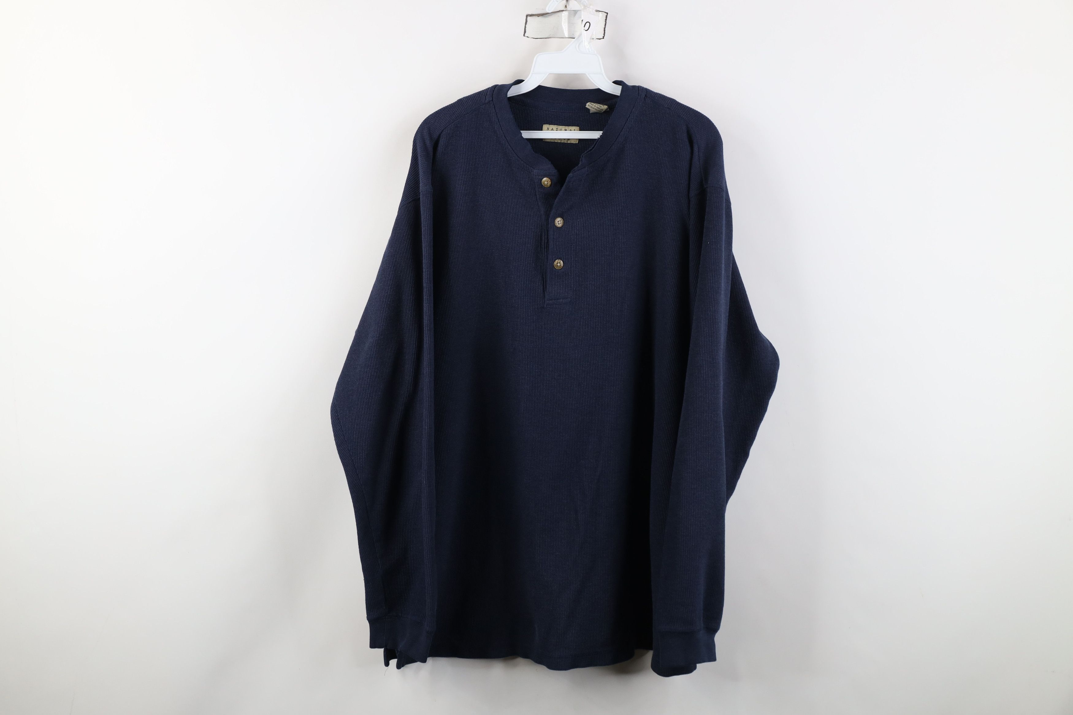 Vintage Vintage 90s Streetwear Thermal Ribbed Knit Henley T-Shirt Size US L / EU 52-54 / 3 - 1 Thumbnail