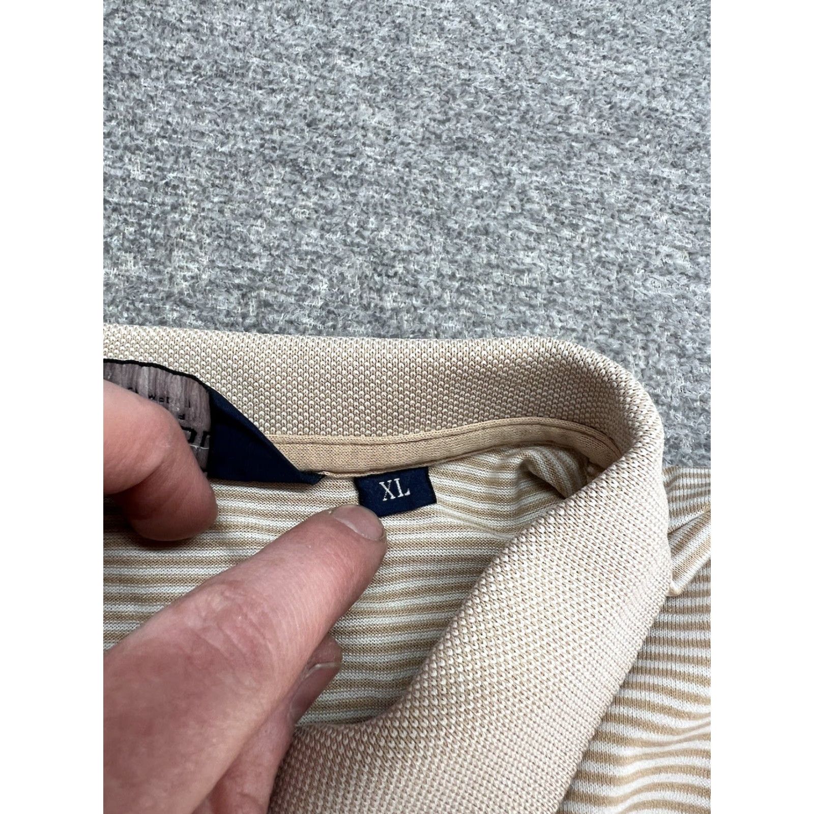 Polo Ralph Lauren Polo Ralph Lauren Mens Polo Shirt Adult XL Short Sleeve Beige Striped Pony Logo Polo Ralph Lauren Big Pony Golf Shirt Size US XL / EU 56 / 4 - 4 Thumbnail