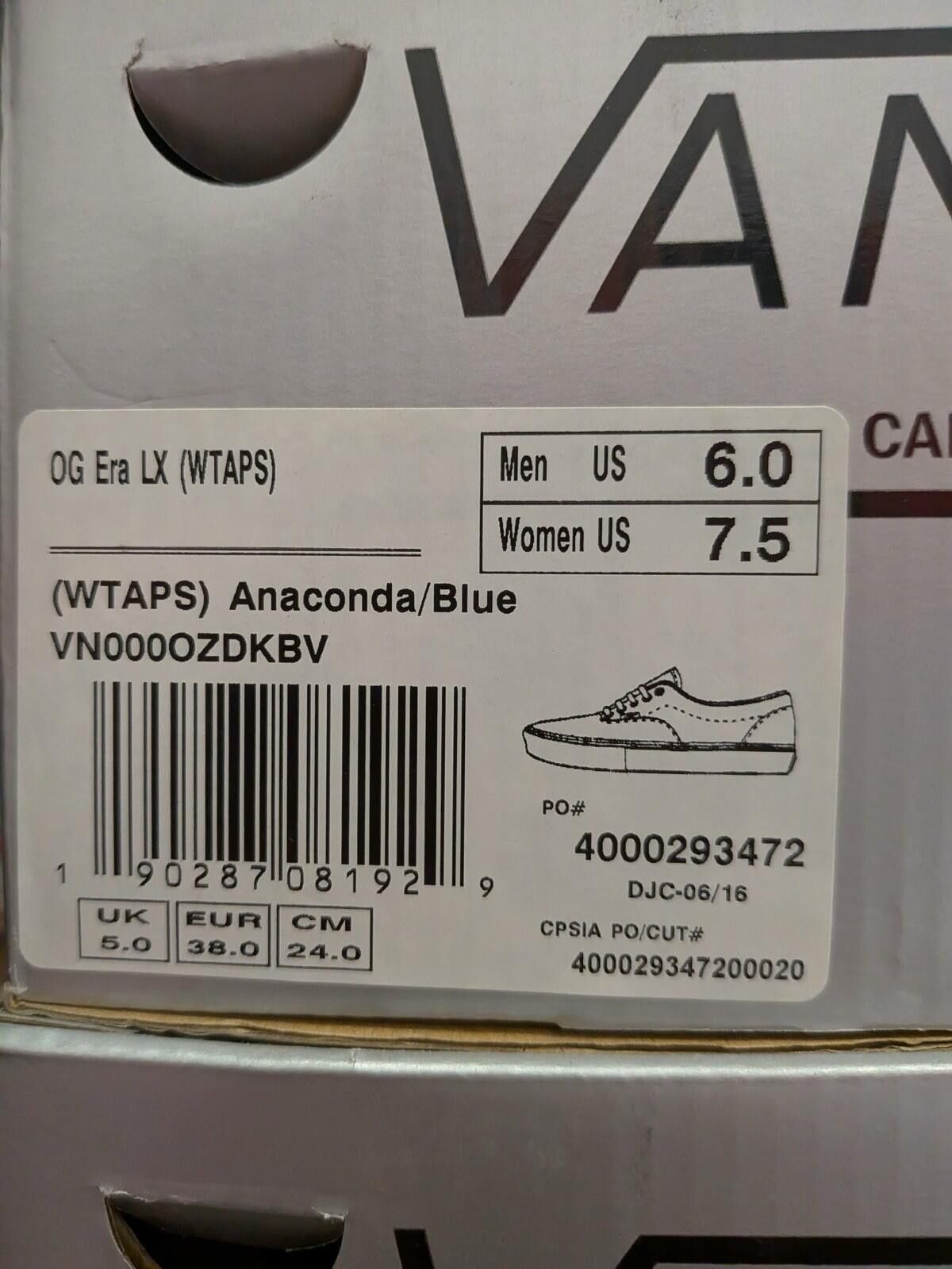 Vans Vans x WTAPS OG Era LX Anaconda Blue US6 Size US 6 / EU 39 - 7 Thumbnail
