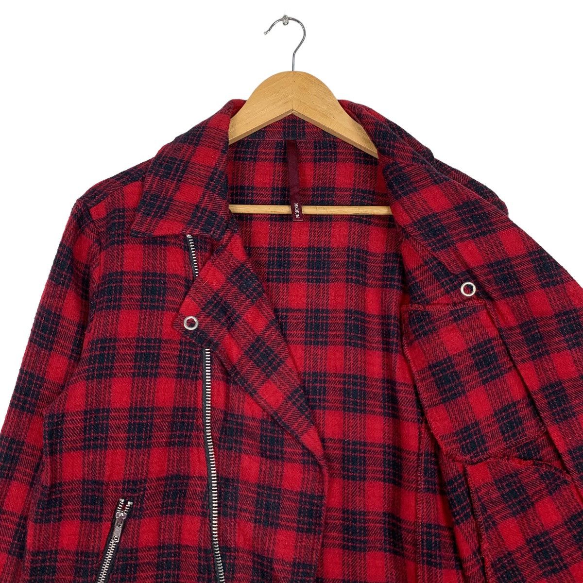Japanese Brand SM SHADU Asymmetrical Zipper Double Collar Jacket #0937-C42 Size US M / EU 48-50 / 2 - 10 Thumbnail