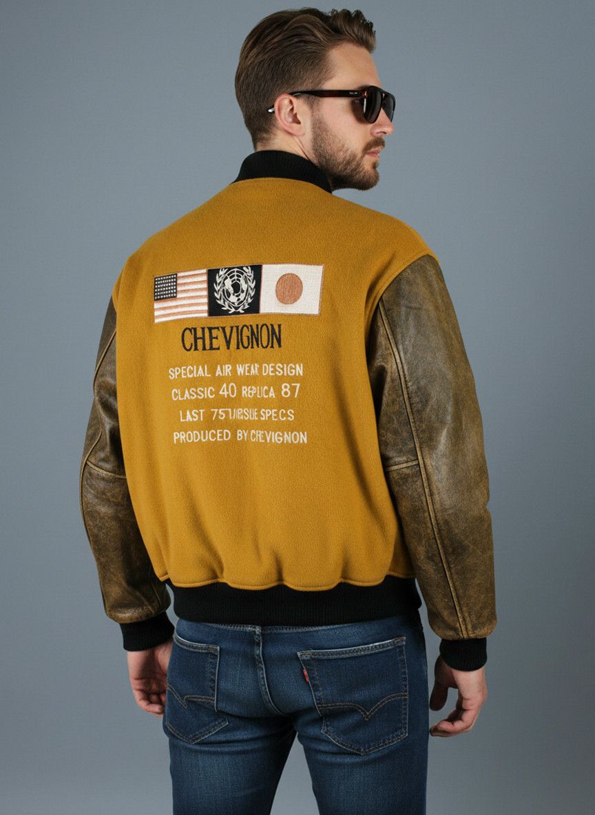 Chevignon vintage 80s-90s wool bomber jacket, varsity, pilot