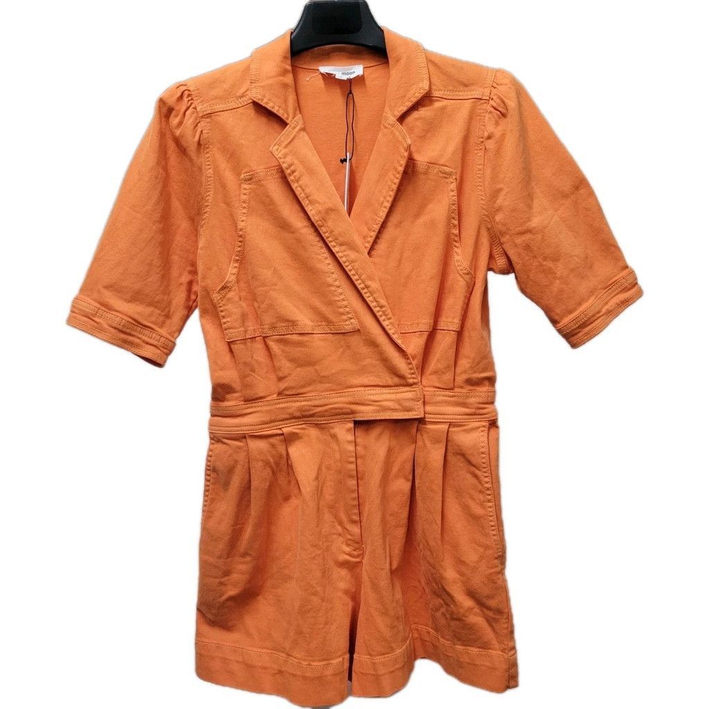 Other Day + Moon Women Orange V-neck Romper Puff Sleeves Jumpsuit Size 33" - 2 Thumbnail