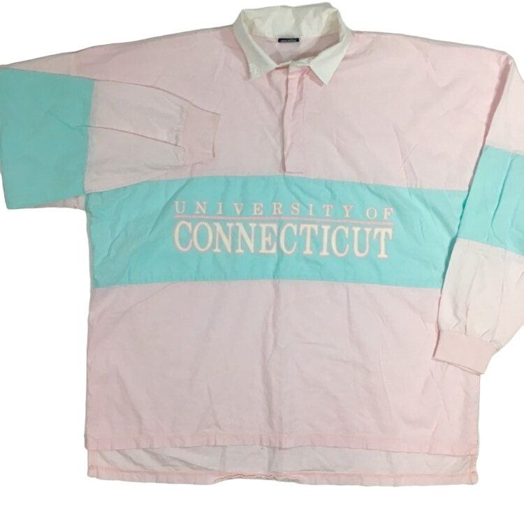 Jansport Vtg Jansport Pastel PINK Blue University of Connecticut Polo Size US XL / EU 56 / 4 - 2 Thumbnail