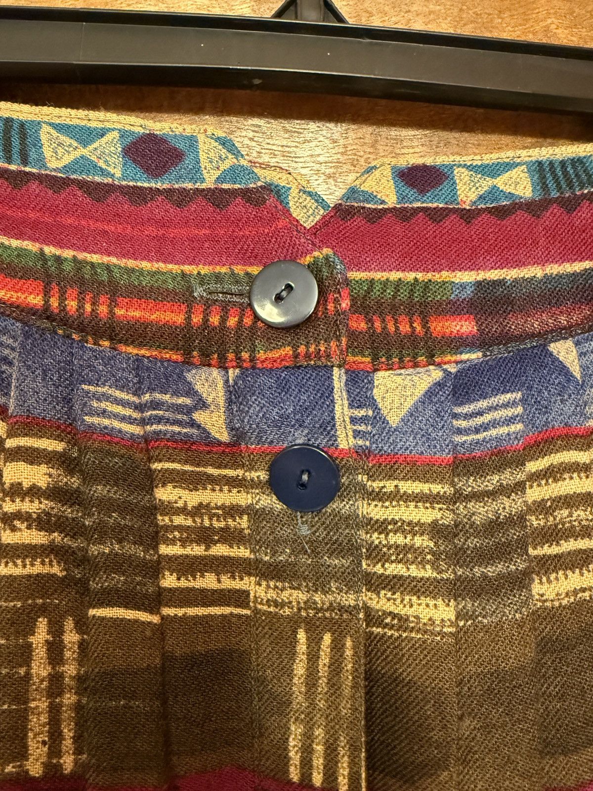 Escada Escada by Margaretha Ley Vtg Berry Wool Aztec Tribal Skirt Size 38" / US 16 / IT 52 - 2 Thumbnail