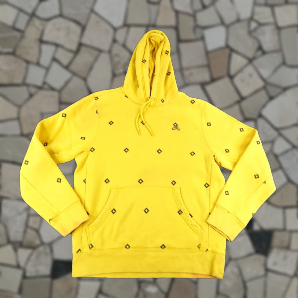 Nike NIKE Hoodie Mens Medium Yellow Black SB Icon Diamond Skateboarding Sweatshirt Pullover Hooded Pockets Regular 90s Concert Western Mens Size US M / EU 48-50 / 2 - 1 Thumbnail