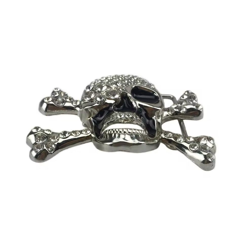 Vintage Rhinestone Skull Skeleton Gothic Belt Buckle Size ONE SIZE - 3 Thumbnail