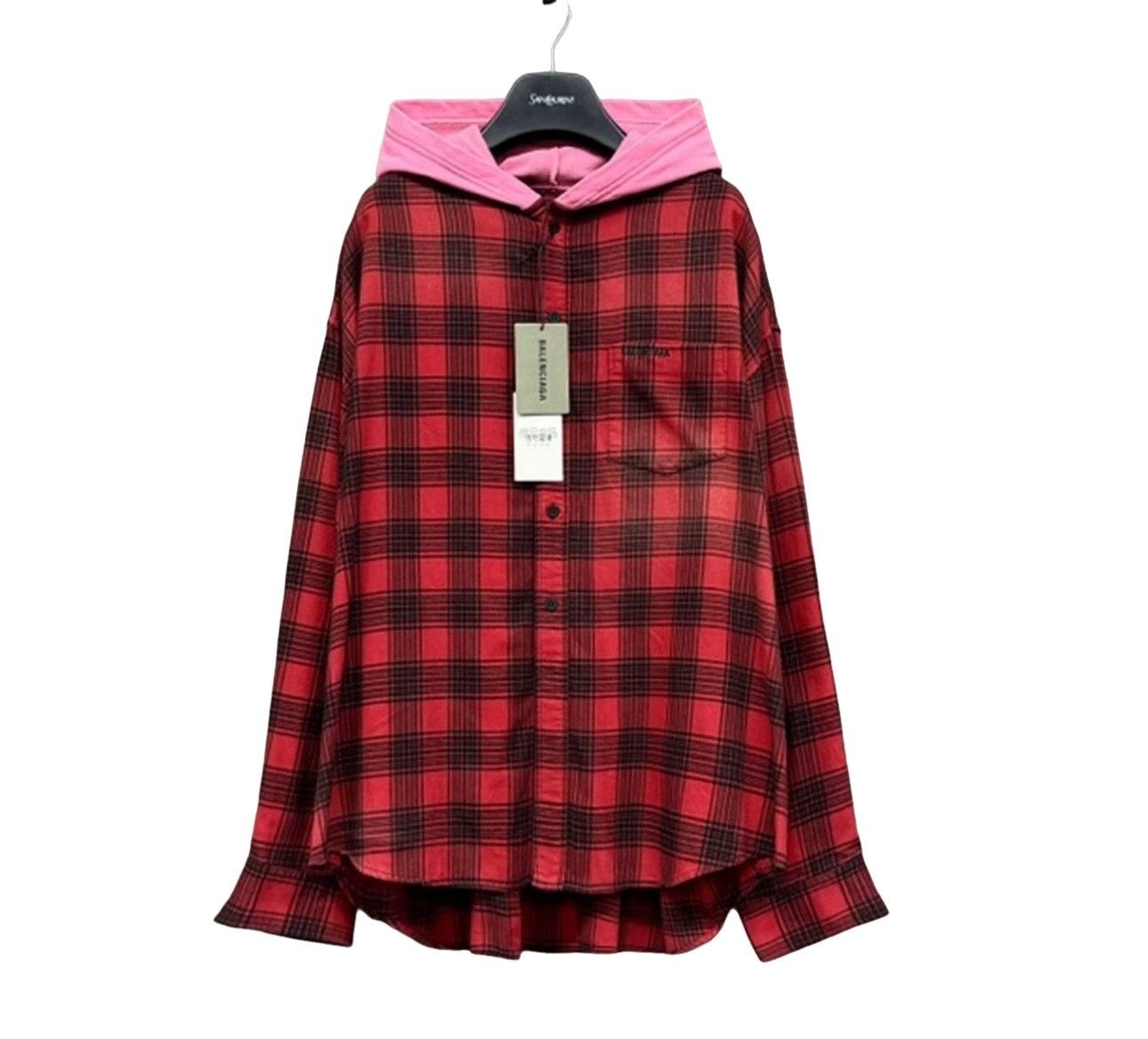 Balenciaga Balenciaga Distressed Hooded Plaid Shirt Size 1 Size US S / EU 44-46 / 1 - 1 Thumbnail