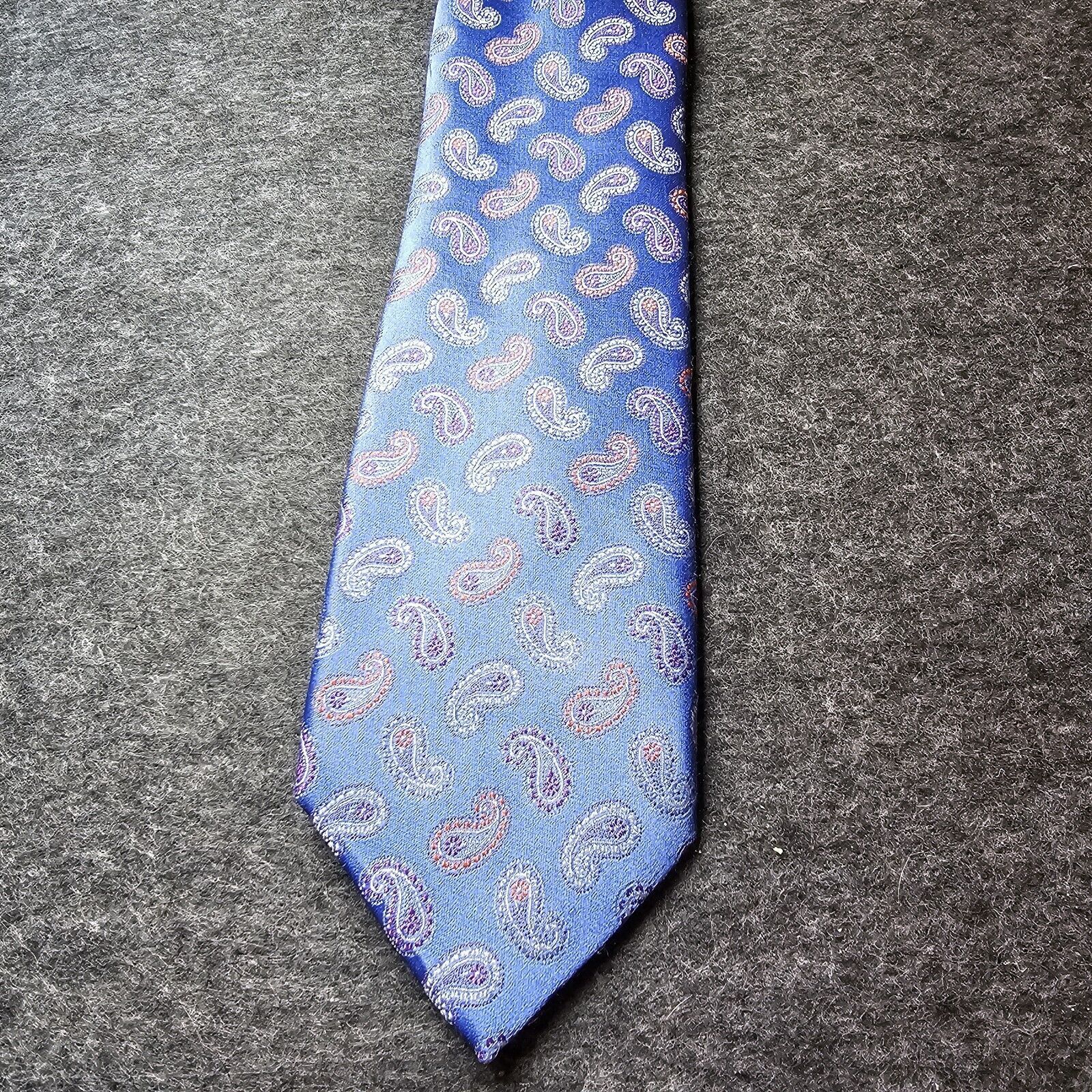 David Donahue David Donahue Tie 100% Silk Paisley Blue USA Necktie Italy Size ONE SIZE - 7 Thumbnail