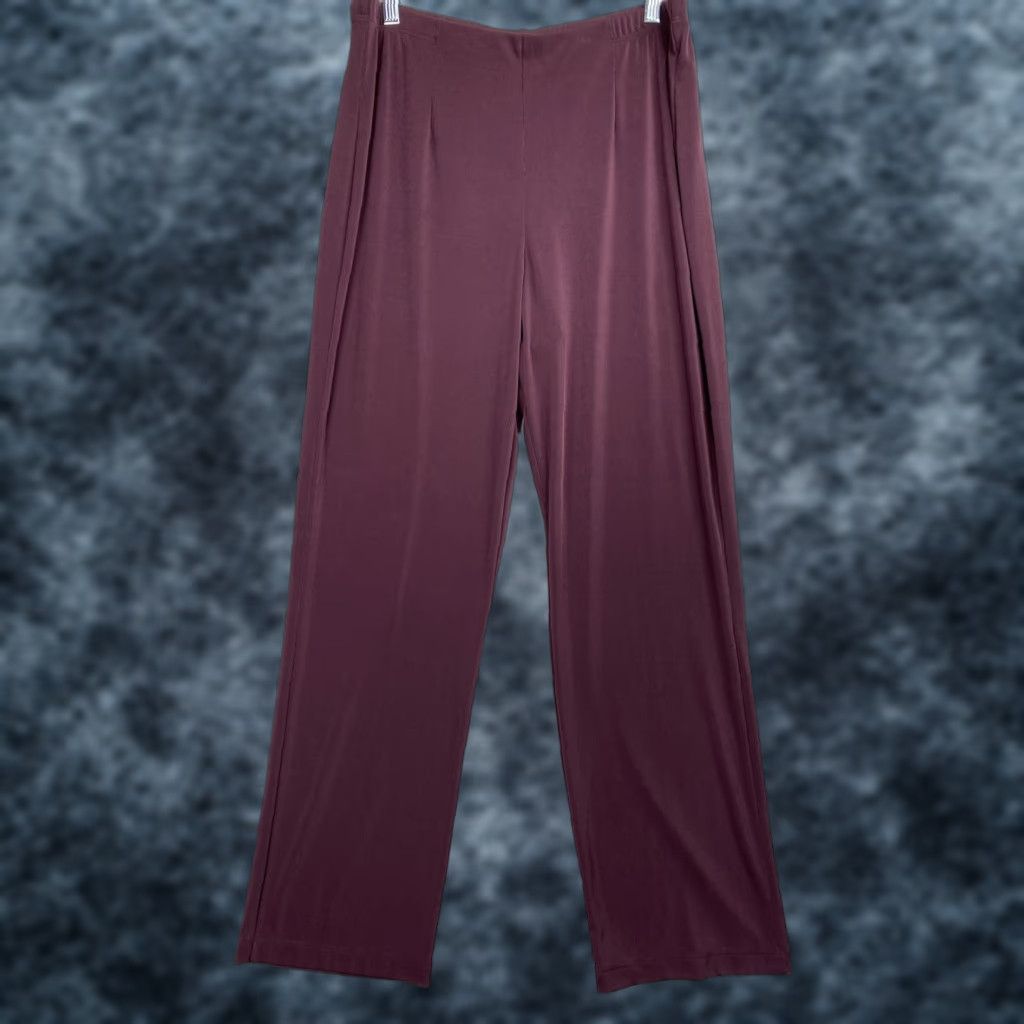 Vintage Chico's Easywear Pants 2 L Burgundy Slinky Jersey Stretch Pull On High Rise Dress Pants Women Pants Polyester Spandex Solid Beach Casual Mens? Size L / US 10 / IT 46 - 1 Thumbnail