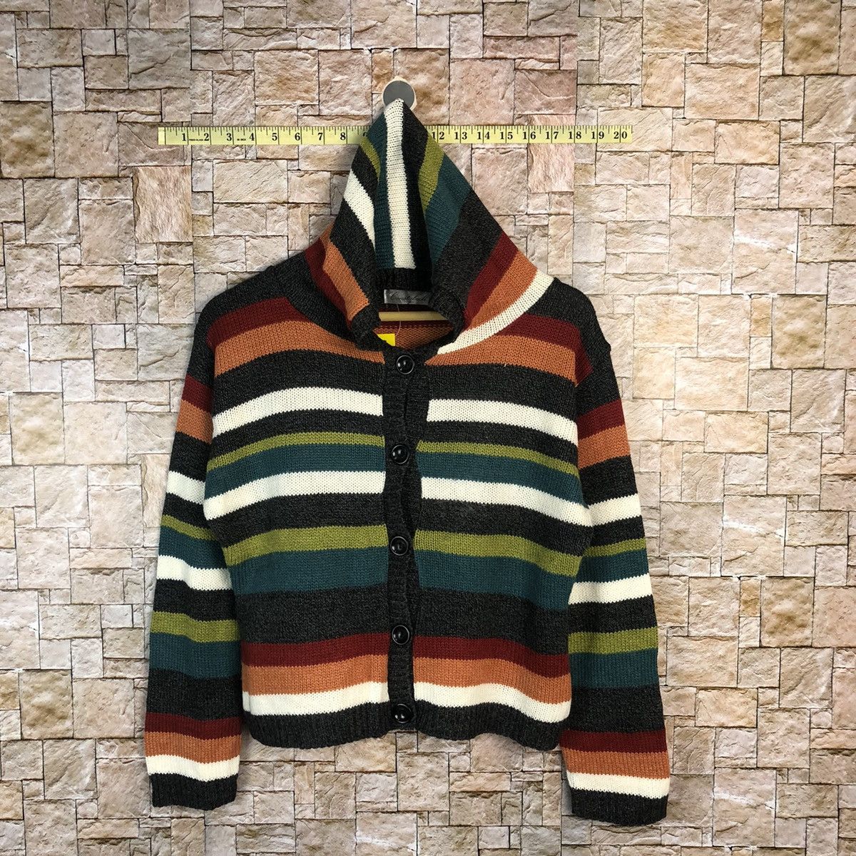 Japanese Brand CONSTABULL Multicolor stripe Hoodie Knitwear #A469 Size M / US 6-8 / IT 42-44 - 1 Thumbnail