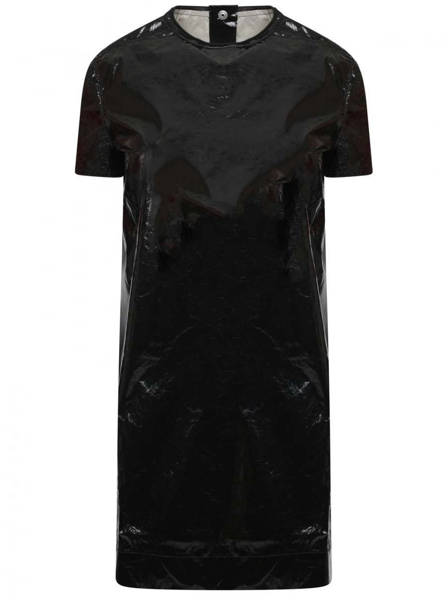 RICK OWENS DRKSHDW COATED TUNIC T-SHIRT DRESS IN BLACK