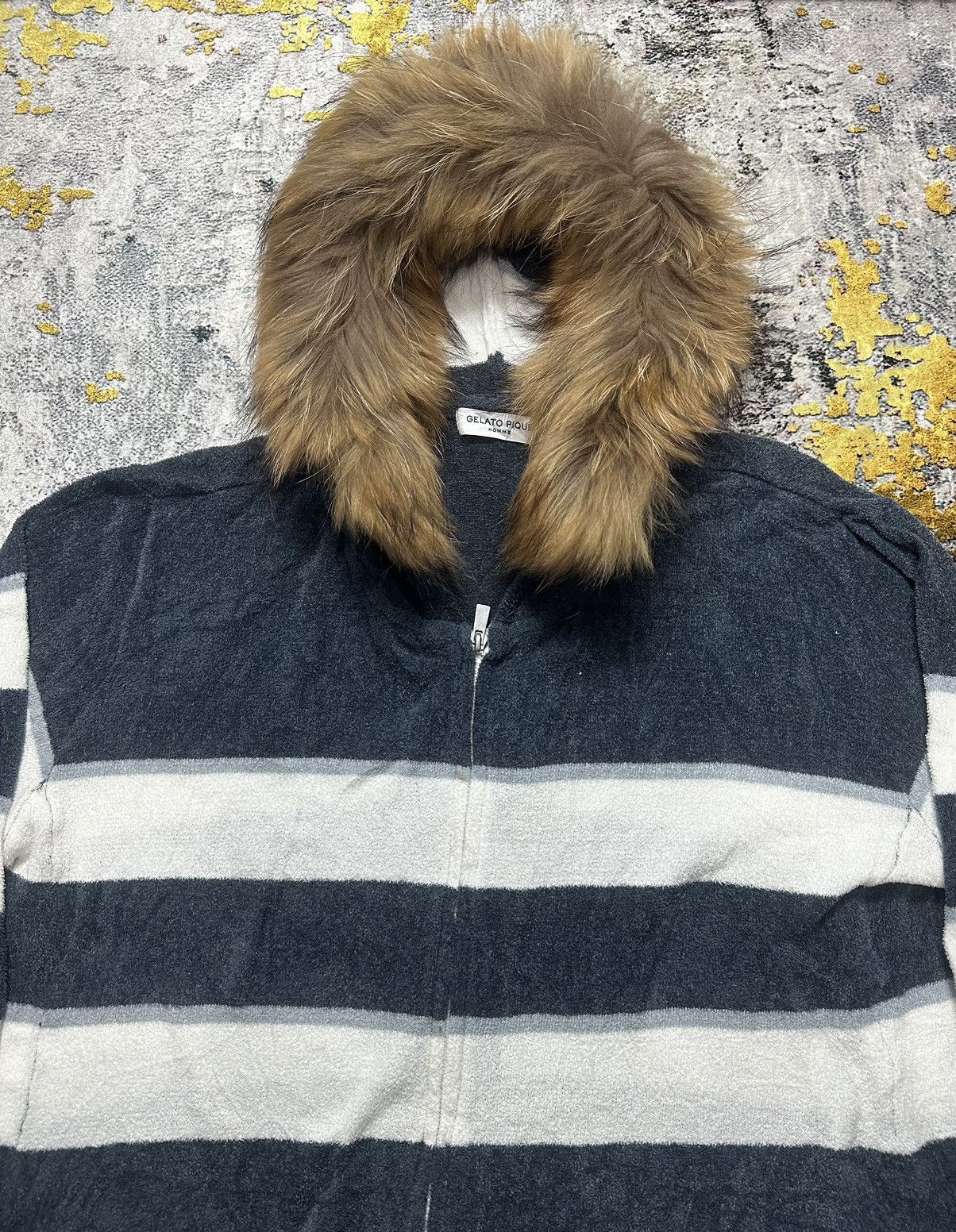 20471120 GELATO PIQUE HOMME STRIPE FUR ZIP HOODIE COTTON JAPAN BRAND Size US XL / EU 56 / 4 - 2 Thumbnail