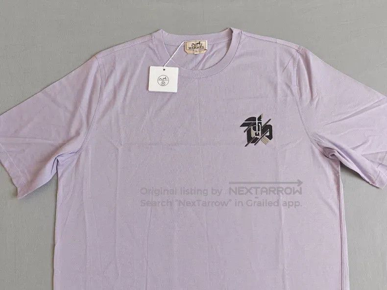 Hermes Hermes Lavender 100% Cotton Sheepskin Embellished Logo Sho Size US XXL / EU 58 / 5 - 3 Thumbnail