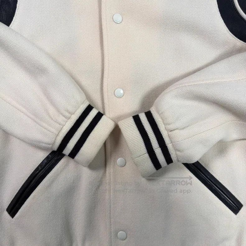 Saint Laurent Paris Saint Laurent Paris Beige Baseball Jersey with Leather Pan Size US L / EU 52-54 / 3 - 3 Thumbnail
