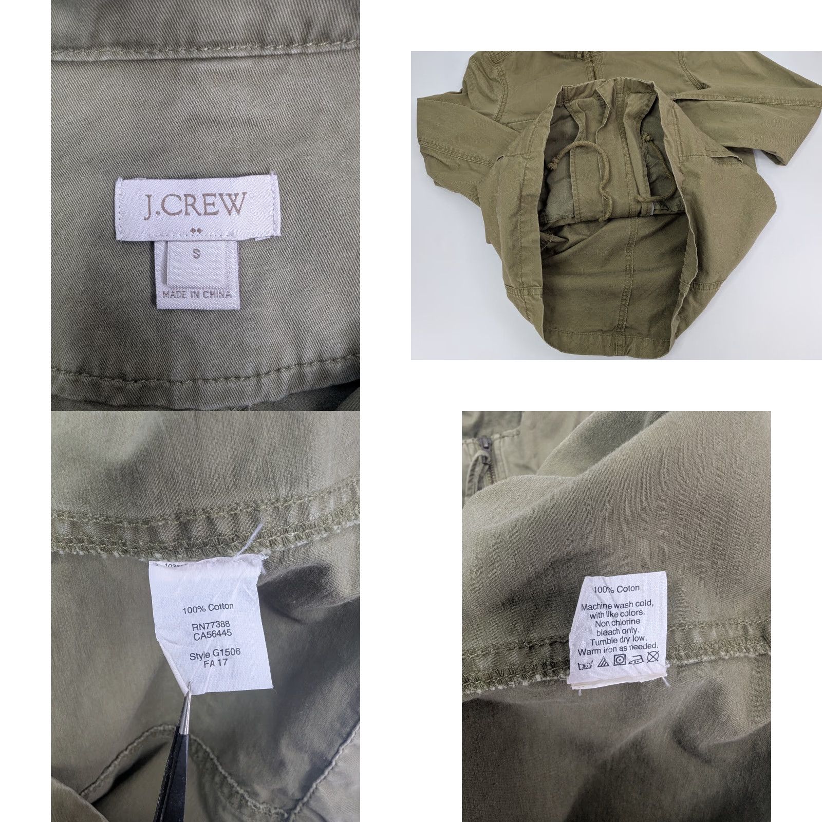 J.Crew J.CREW Jacket Army Green Cotton Fatigues Short Sleeve Zip Pockets Women Size S Casual Workwear Fall Spring Summer Winter Utility Size S / US 4 / IT 40 - 8 Thumbnail