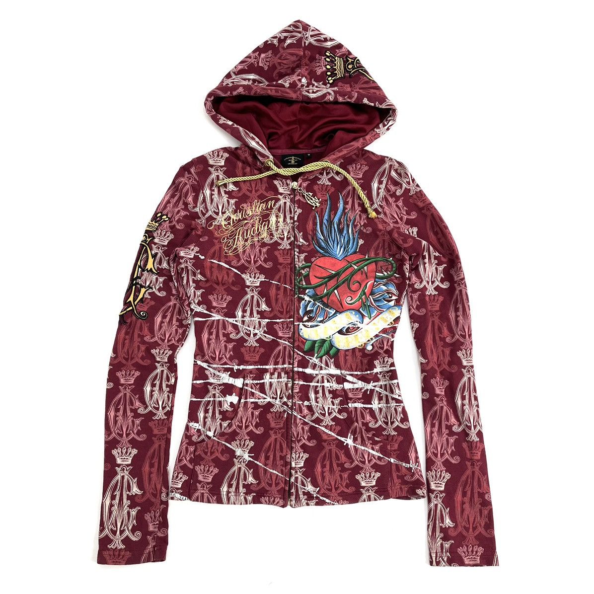 Christian Audigier × Ed Hardy × Vintage Christian Audigier Ed Hardy Full Print Women Zip Hoodie Size S / US 4 / IT 40 - 1 Thumbnail