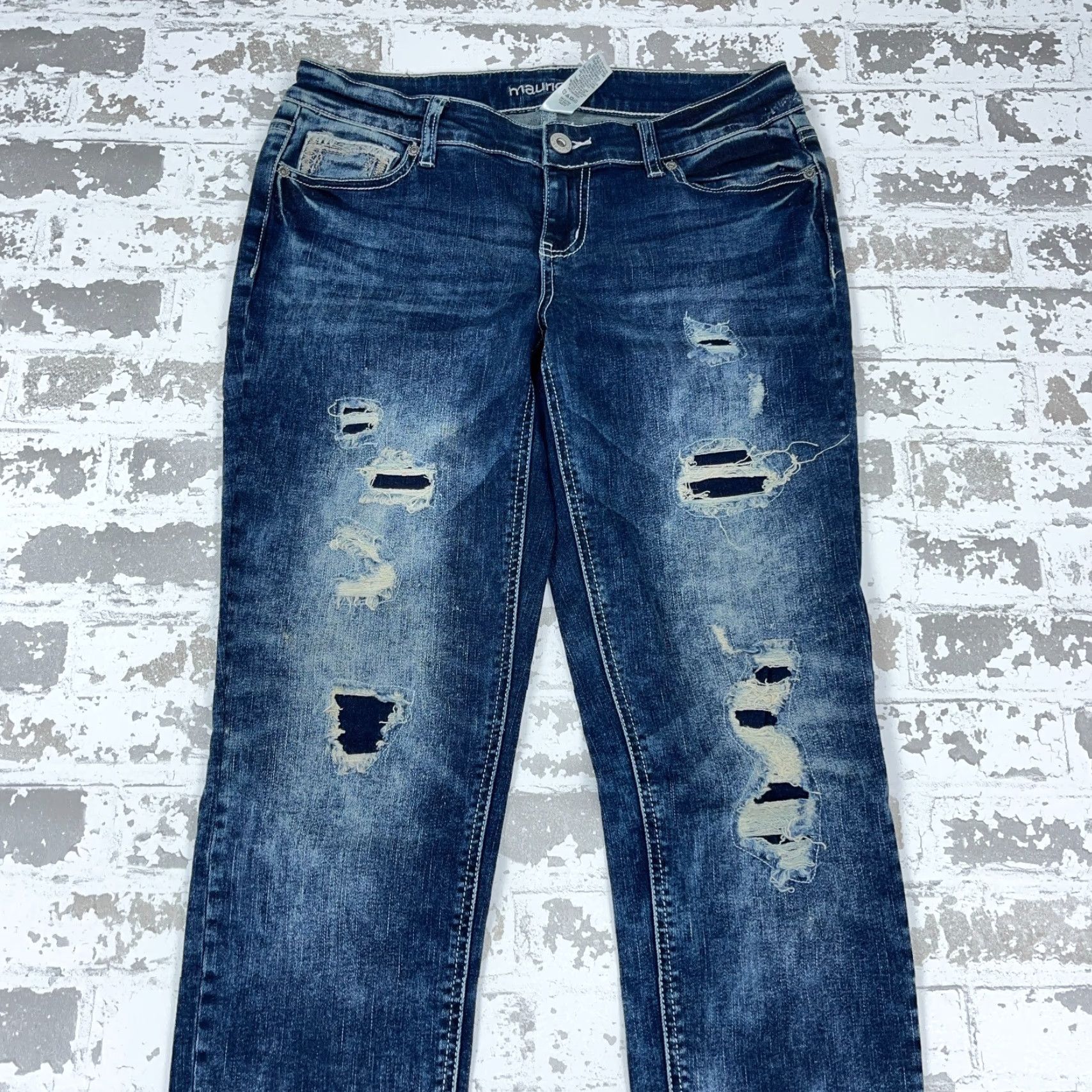 Vintage Maurices Jeans Women 6 Skinny Fit Low Rise Dark Wash Denim Stretch Pockets 5-Pocket Solid Blue Vintage No Mens Womens Boys Girls Size 28" / US 6 / IT 42 - 5 Thumbnail