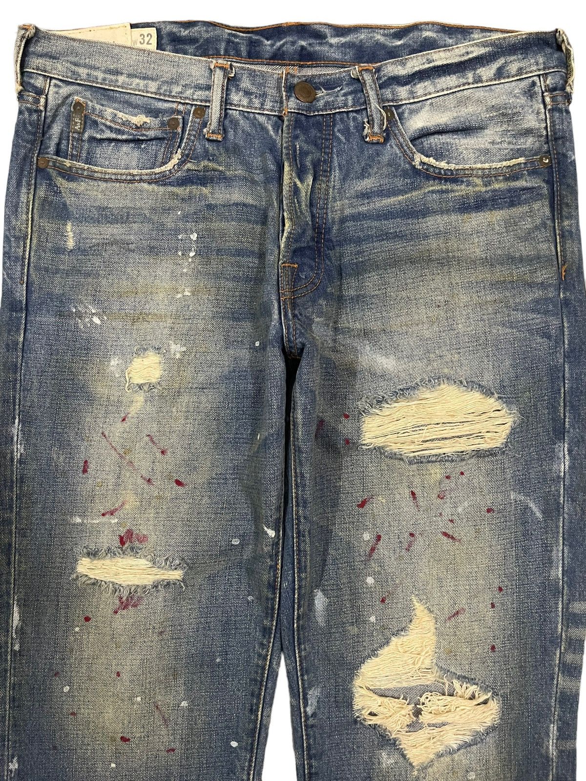 Abercrombie & Fitch Vintage Abercrombie & Fitch Paint Splash Distressed Jeans Size US 35 - 3 Thumbnail
