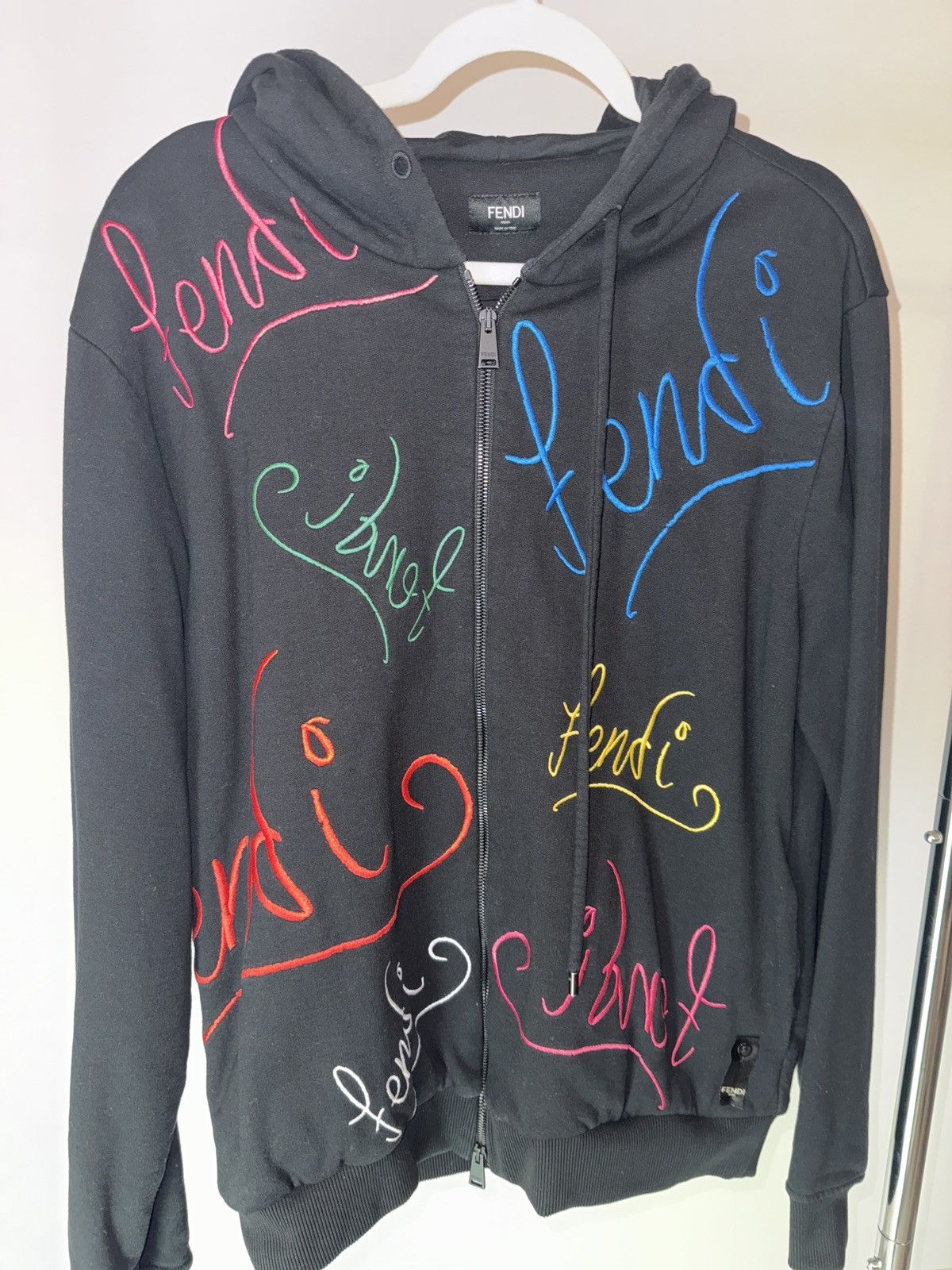 image of Black Fendi Jacket With Colored Patches, Men's (Size Large)