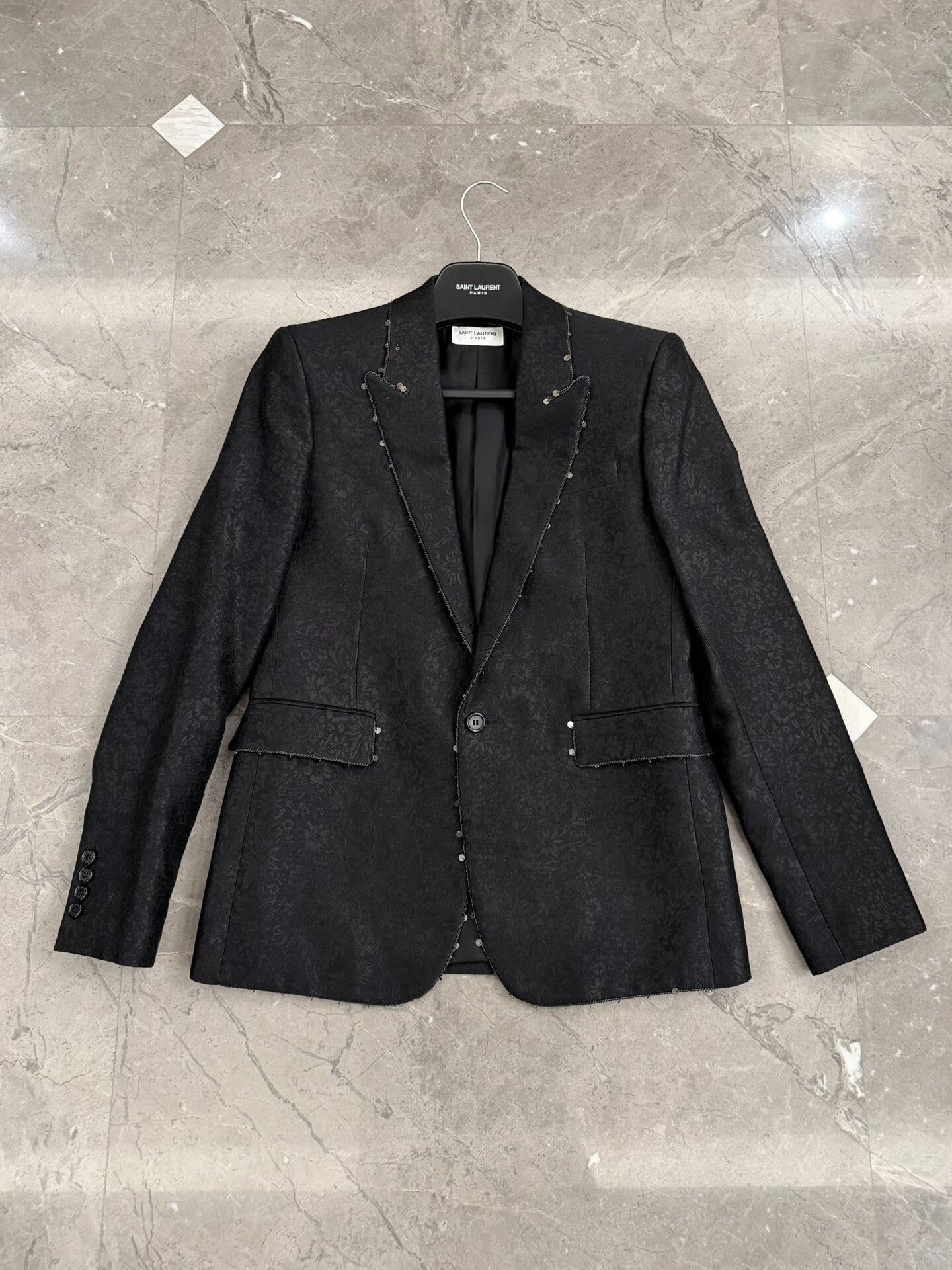 Saint Laurent Paris Saint Laurent Black Floral Pattern Blazer Size US S / EU 44-46 / 1 - 1 Thumbnail