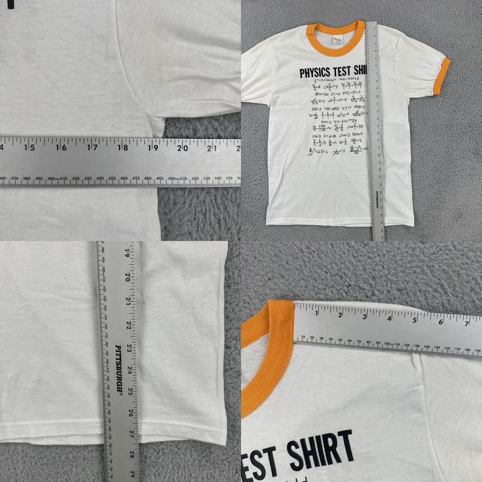 Vintage VINTAGE Stedman T Shirt White Ringer Graphic Tee Mens L 1980s Made in USA Physics Test I Hate Sig Figs Size US L / EU 52-54 / 3 - 8 Thumbnail