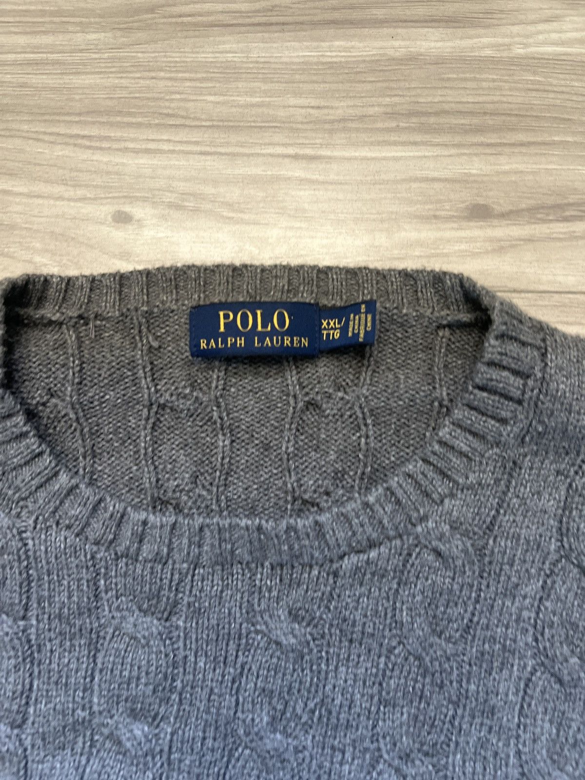 Polo Ralph Lauren Polo Ralph Lauren Mens Cable Knit Grey Crew Neck Sweater Size US XXL / EU 58 / 5 - 4 Thumbnail