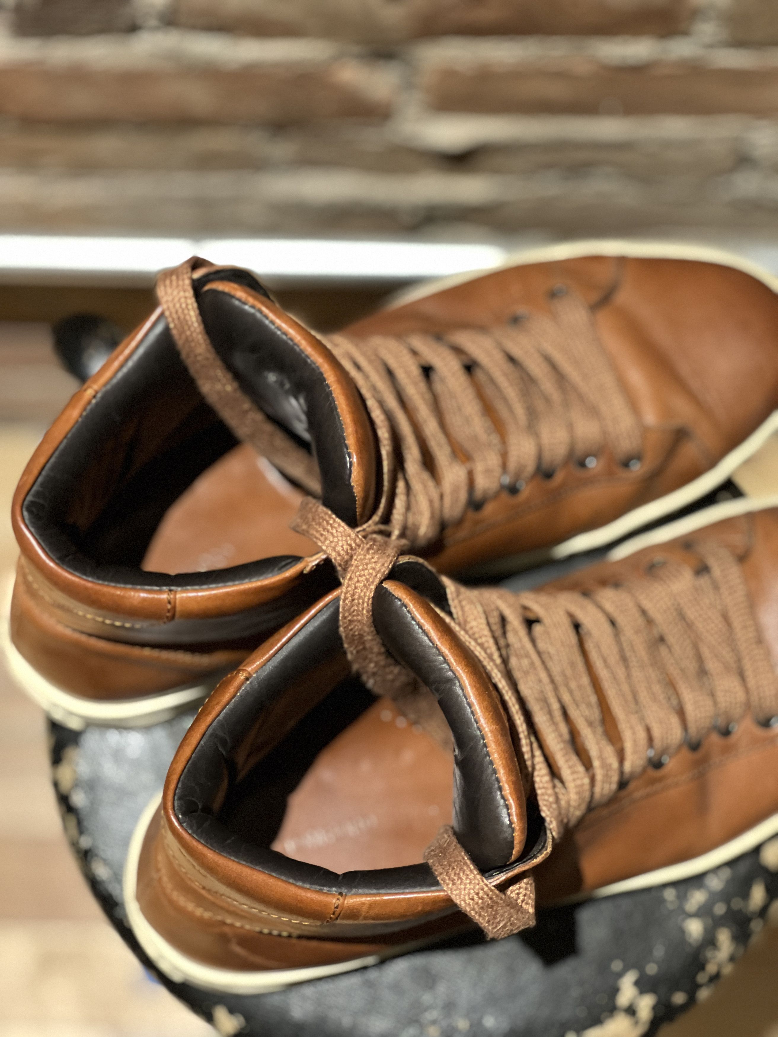 Tom Ford Tom Ford Brown Leather High-Top Sneakers – Cognac Brown Size US 8 / EU 41 - 7 Thumbnail