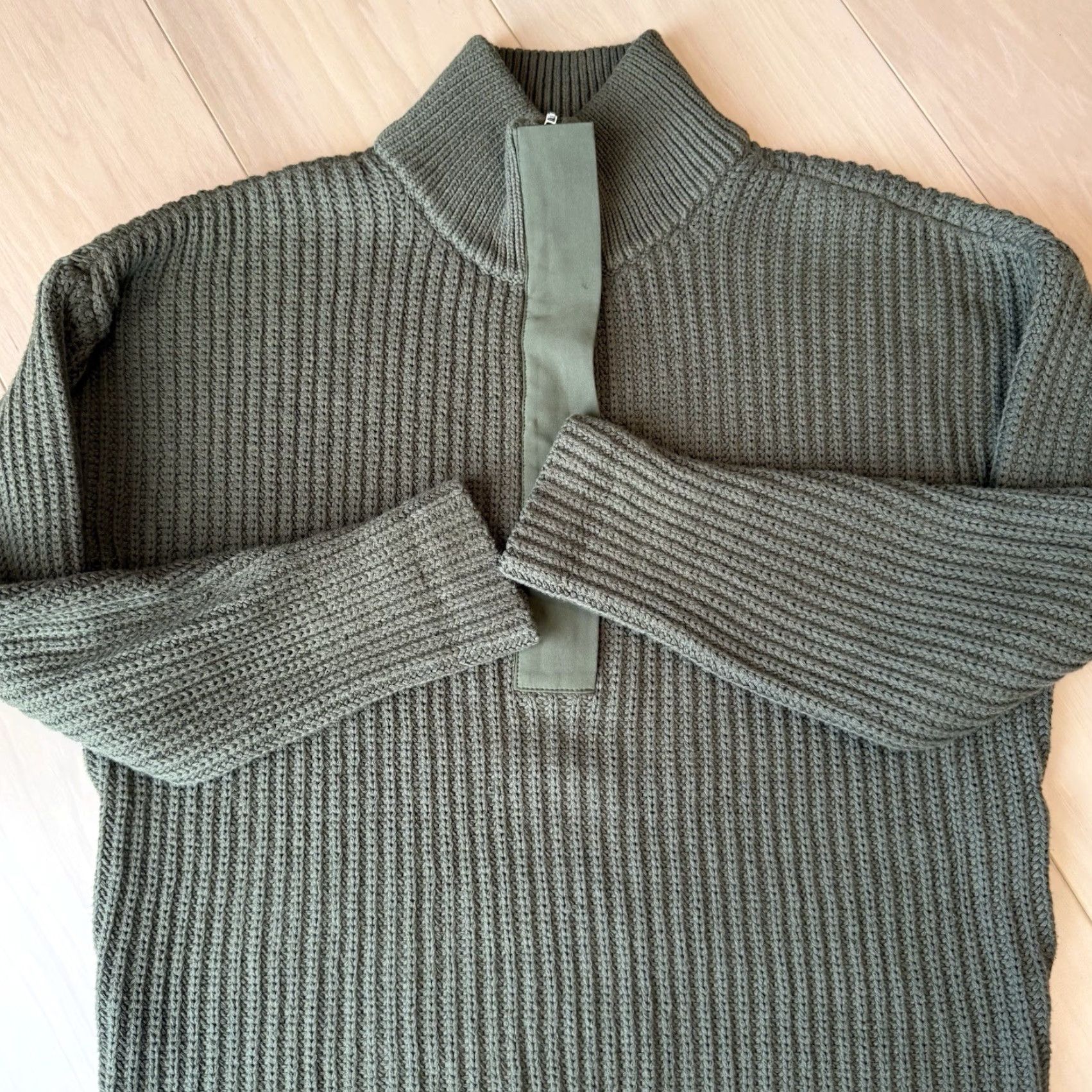 Outerknown Outerknown Sweater Small Green 1/2 Zip Cotton Pullover Minimalist NATO-Style? Size US S / EU 44-46 / 1 - 5 Thumbnail