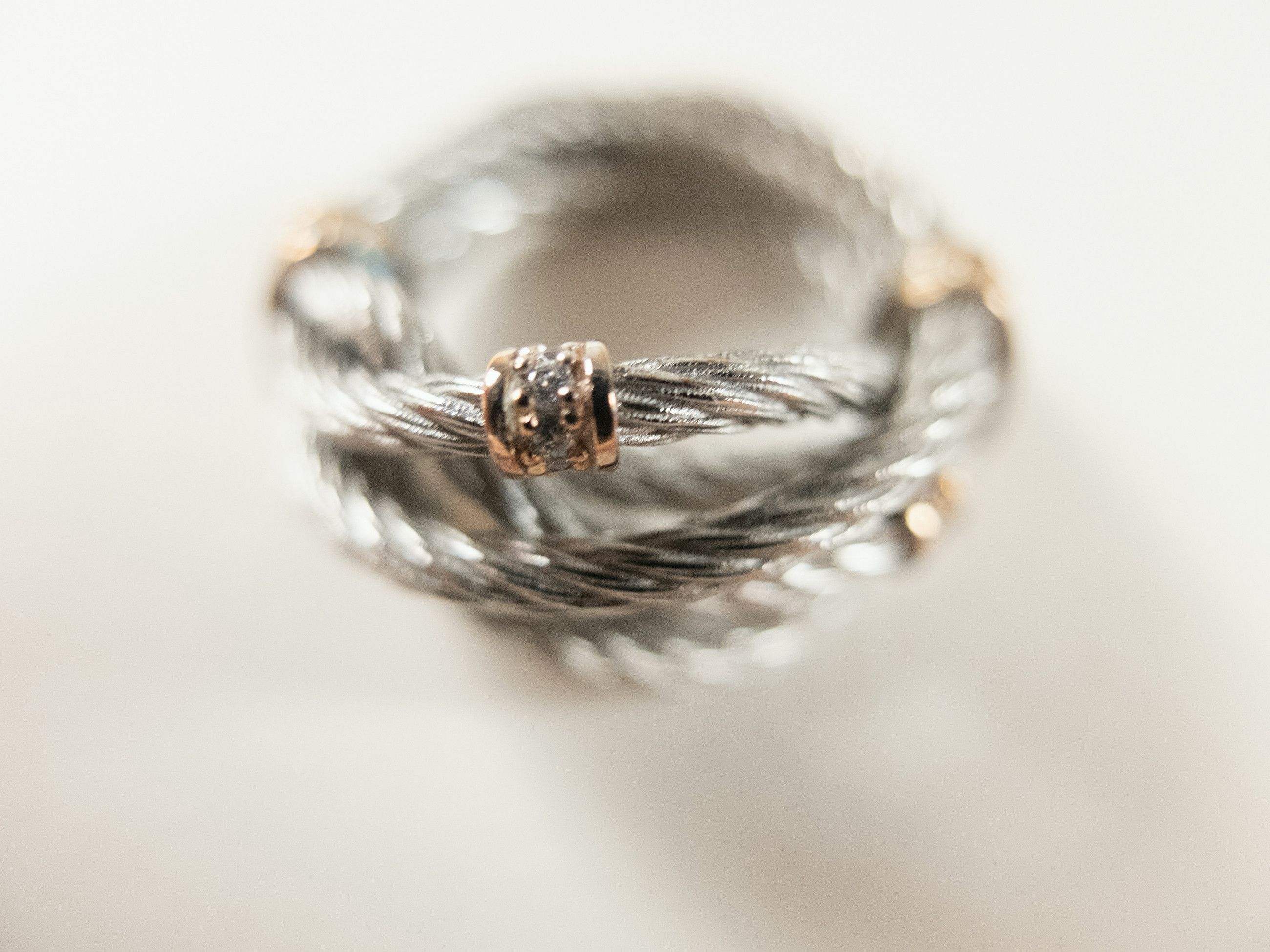 Bottega Veneta BOTTEGA VENETA Cord twisted silver ring w zirconia crystals Size ONE SIZE - 4 Thumbnail
