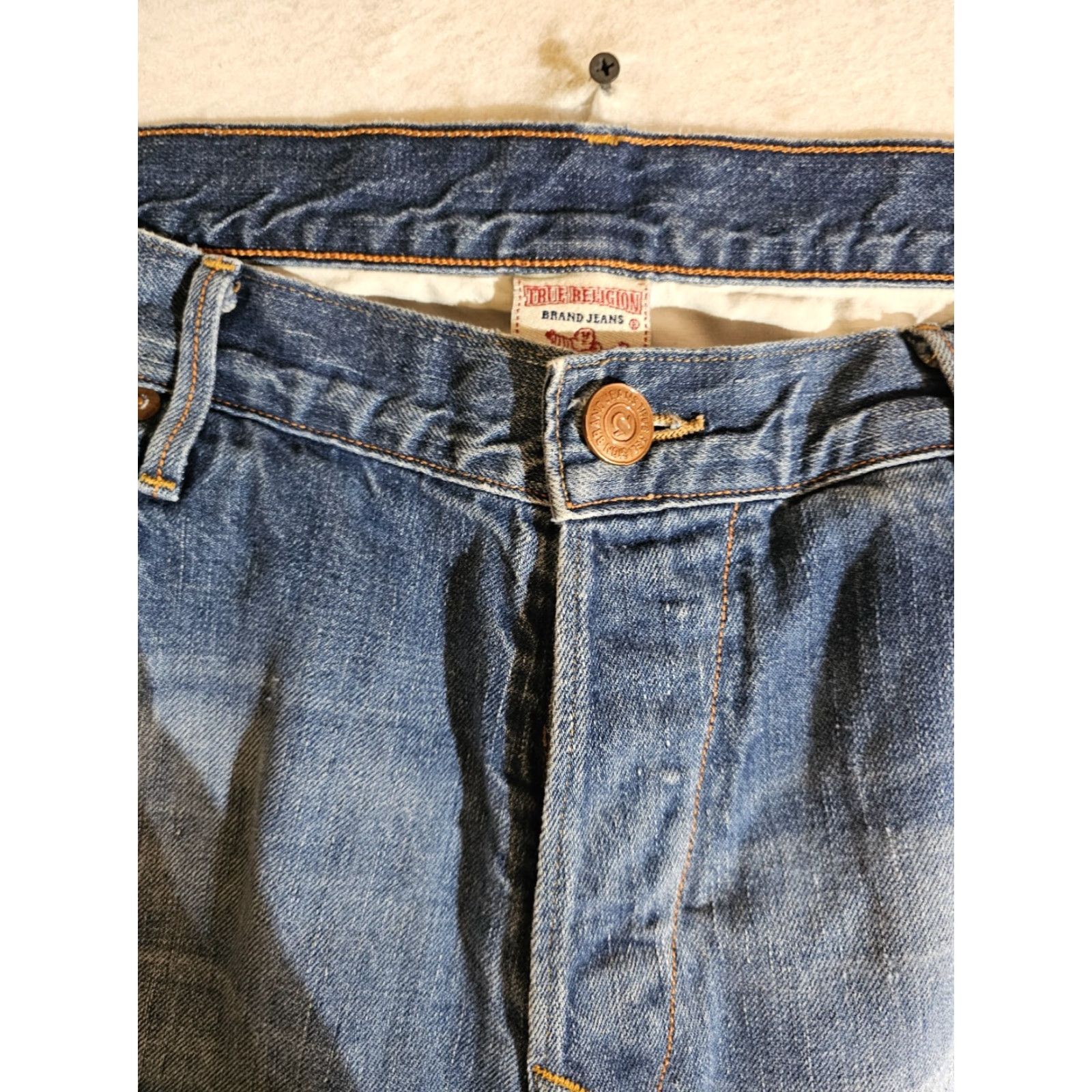 True Religion True Religion Classic Button Fly Jeans Straight Leg Distressed Men's 40x34 Size US 40 / EU 56 - 3 Thumbnail