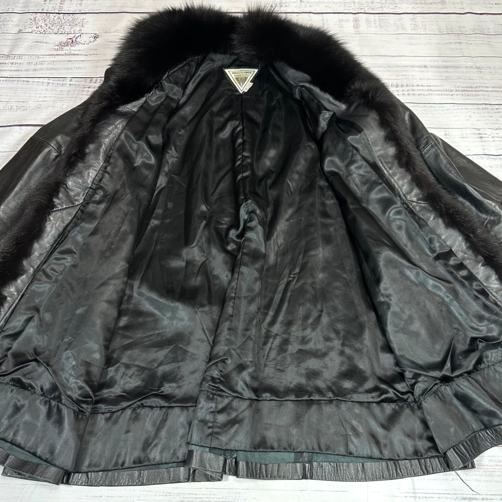 Vintage J. Percy For Marvin Richards Mens Black Leather Jacket Sz S Faux Mink Fur Trim Size US S / EU 44-46 / 1 - 6 Thumbnail