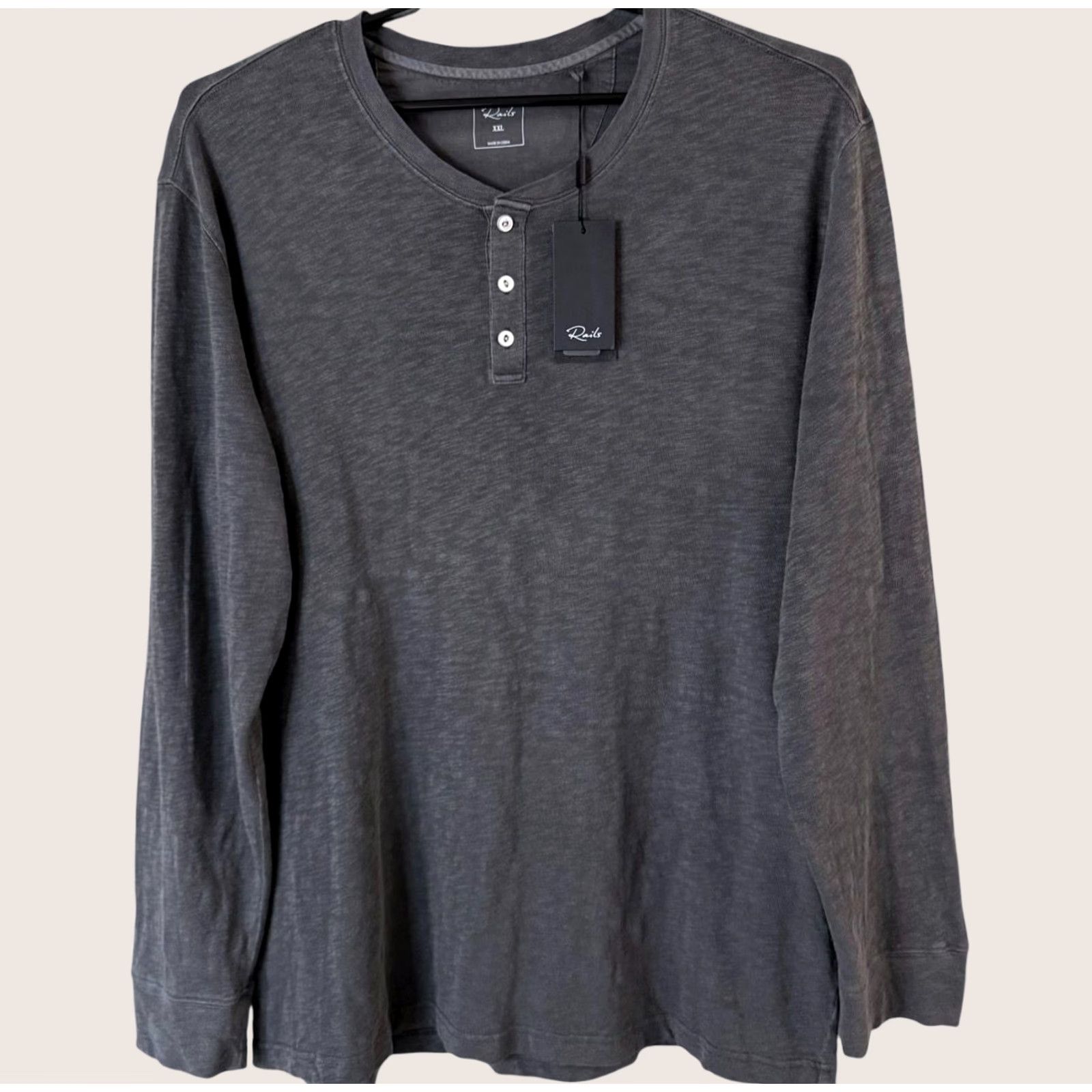 Rails VINTAGE Rails Skhi Long-Sleeve Henley Shirt Washed Black XXL 100% Cotton NEW Size US XXL / EU 58 / 5 - 1 Thumbnail