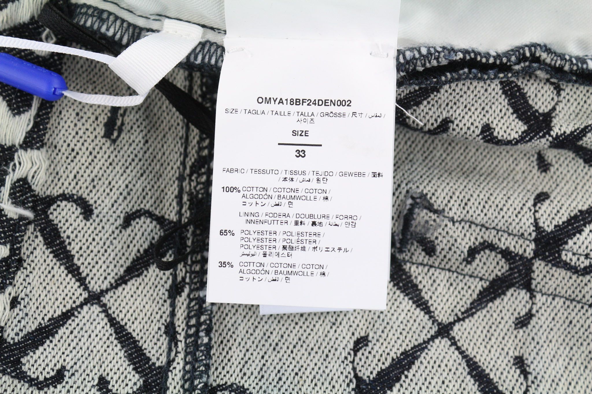 Off-White W33 Arrow Jacquard Straight Cotton Blue 5-Pocket 86362 Size US 33 - 7 Thumbnail