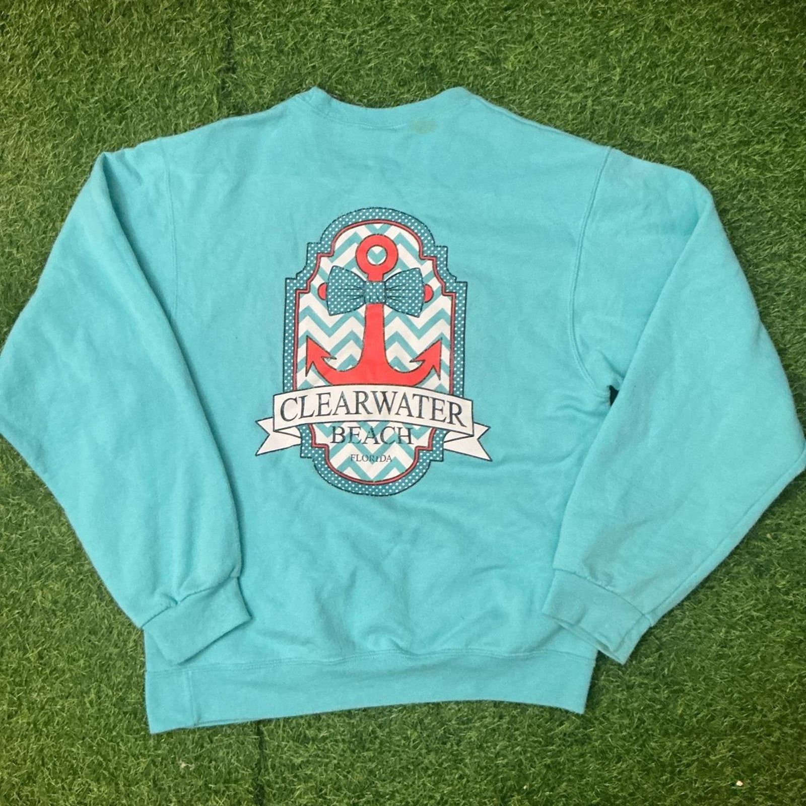 Jerzees Light Teal Clear Water Beach, Florida Graphic Crewneck Size US S / EU 44-46 / 1 - 2 Thumbnail