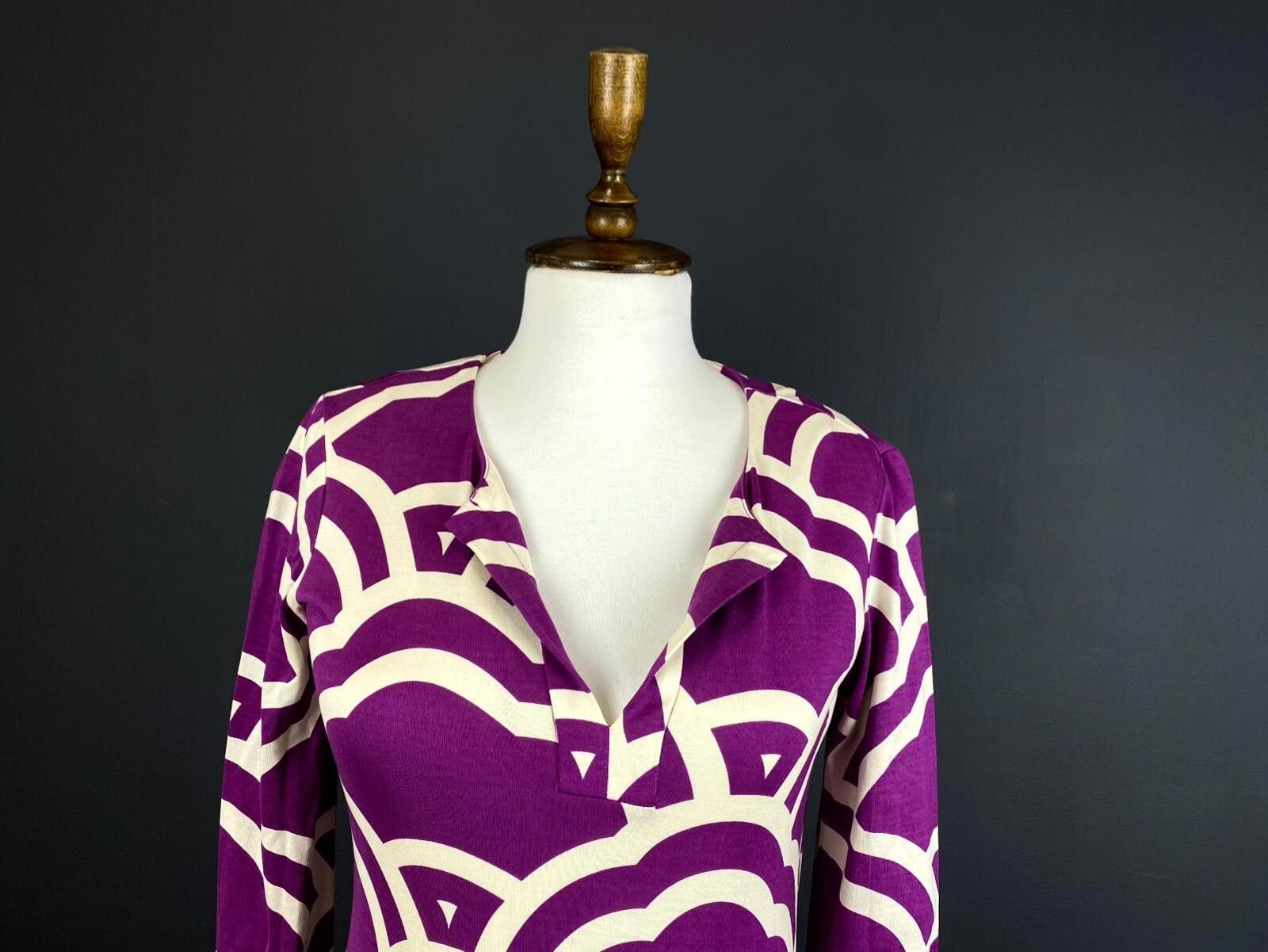 Diane von Furstenberg Diane Van Furstenberg Purple Desiner Midi Dress Size 2 Size XS / US 0-2 / IT 36-38 - 2 Thumbnail