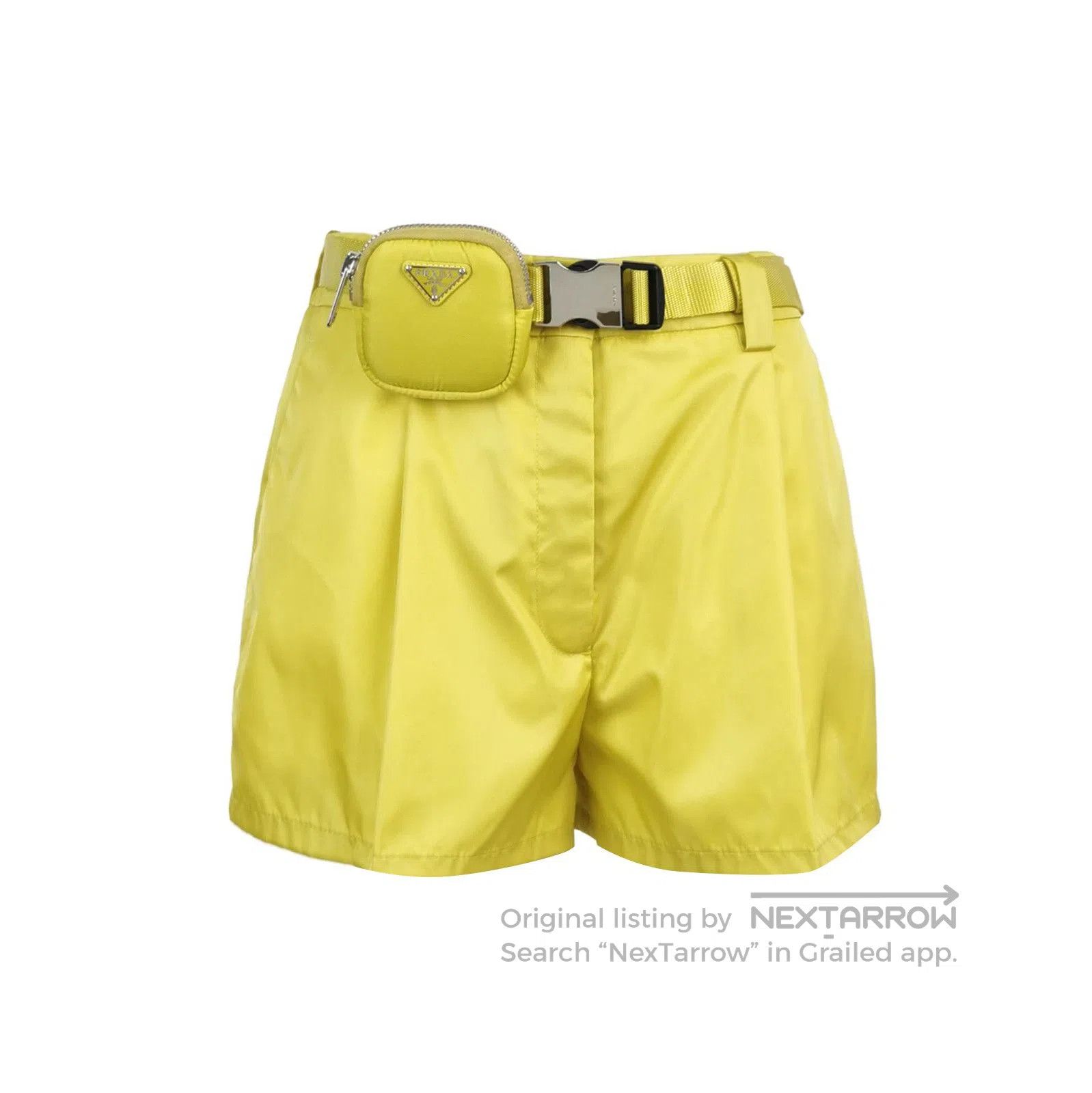 Prada Prada Yellow Belted Shorts with Logo Pouch . Size 37" - 1 Thumbnail