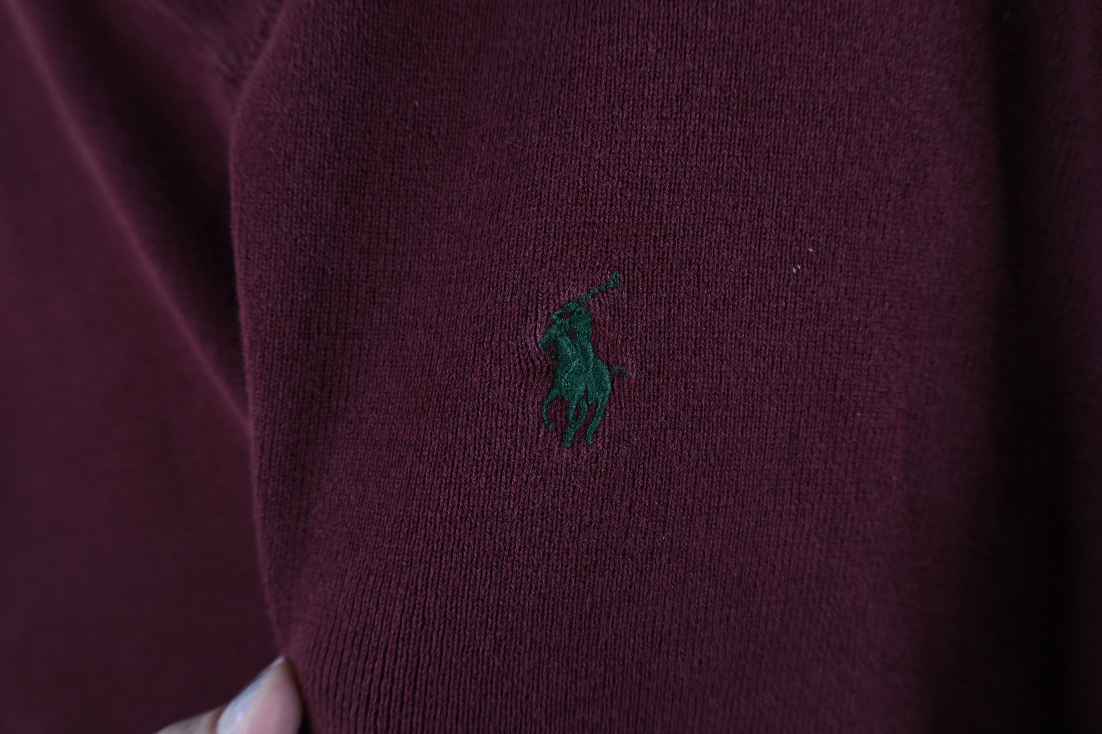 Ralph Lauren × Vintage Vintage 90s Ralph Lauren Cotton Ribbed Knit Sweater Burgundy Size US M / EU 48-50 / 2 - 4 Thumbnail