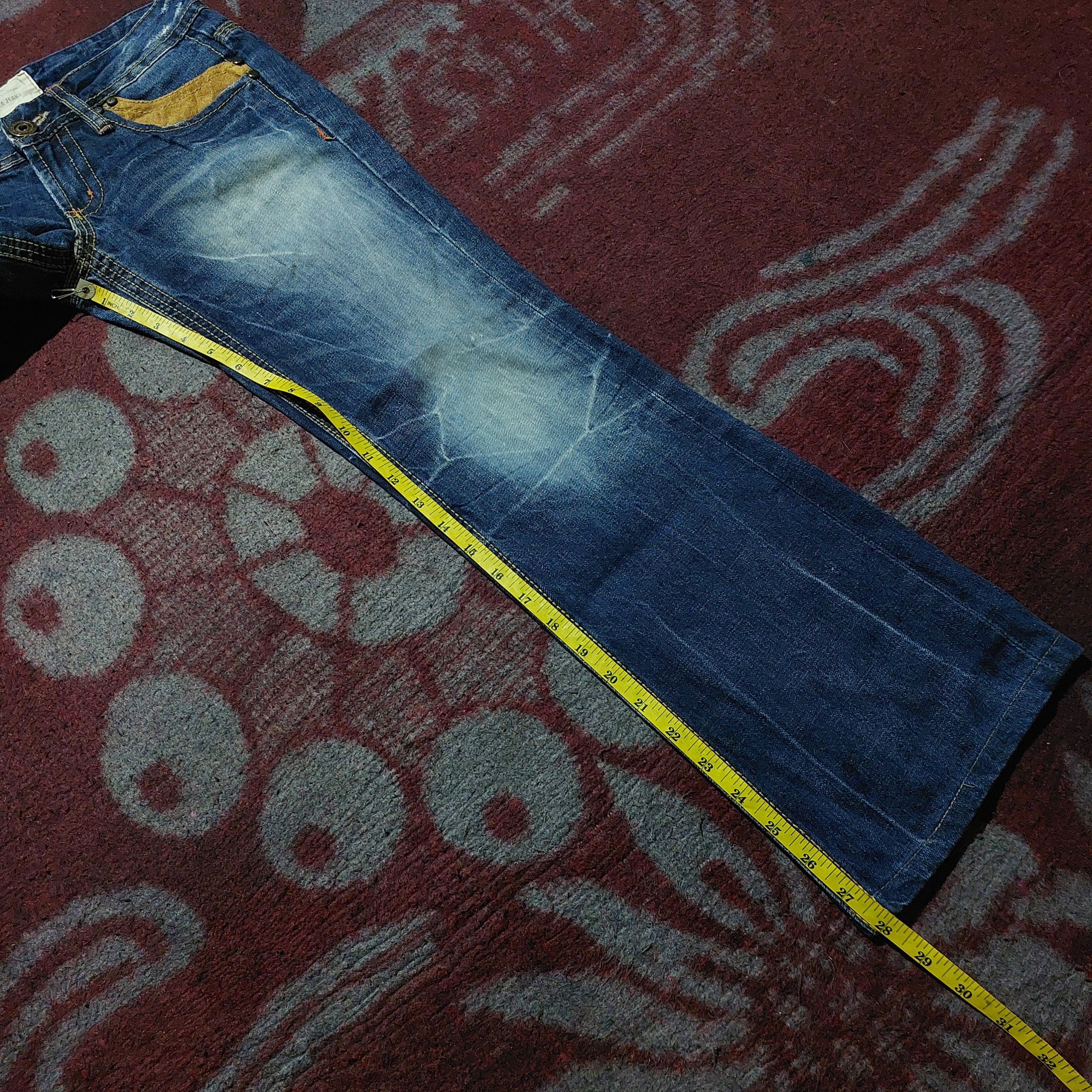 Tornado Mart Lolita japan Clawmark Leather Pocket Back Flare Jeans blue Size US 30 / EU 46 - 14 Thumbnail