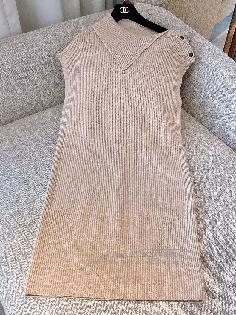 Hermes Hermes Milk tea color ribbed knitted cashmere dress Size XXS / US 00 / IT 34 - 1 Thumbnail